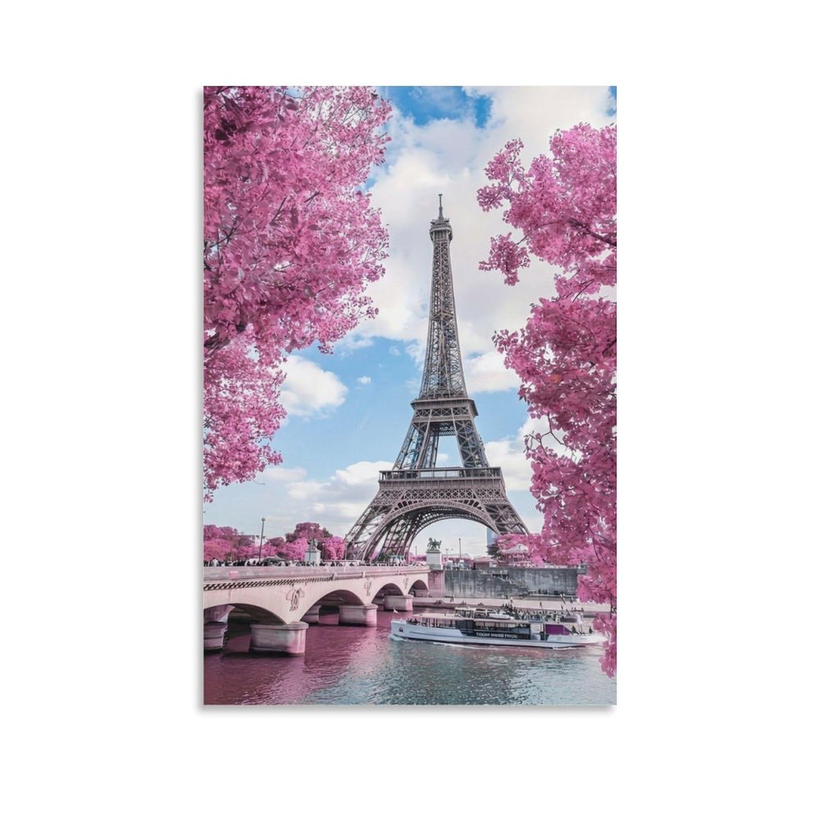 Eiffel Tower Spring Poster Artwork Canvas Prints Picture Modern Canvas Wall Art Picture Wall Hanging for Home Decorations 24x36inch(60x90cm)