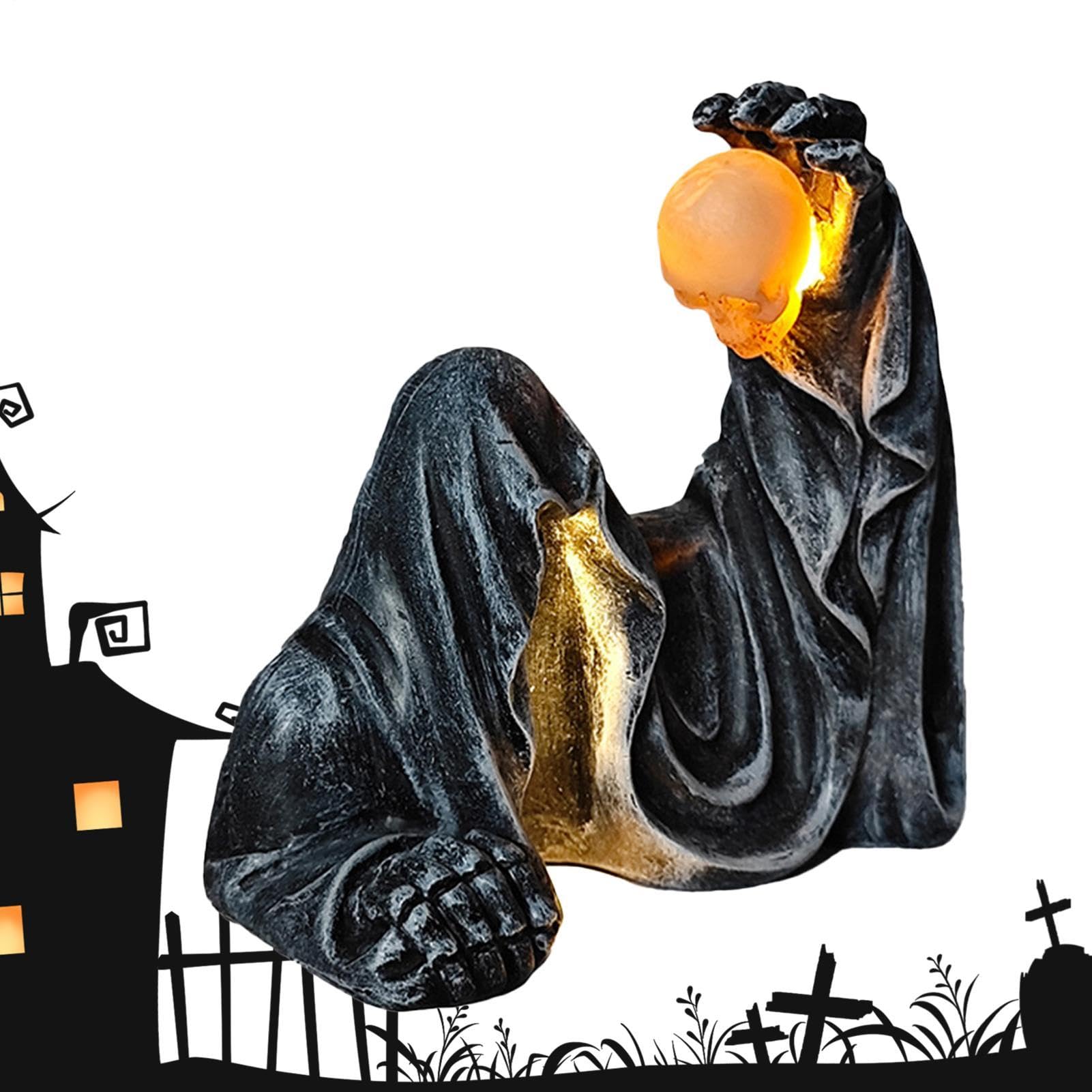 Generico Sculture Gotiche Scultura Spettrale | Figurina in Resina con Veste Nera Spettrale ideale per Decorare Casa, Ufficio, Feste di Halloween, Giardino, Patio, Cortile
