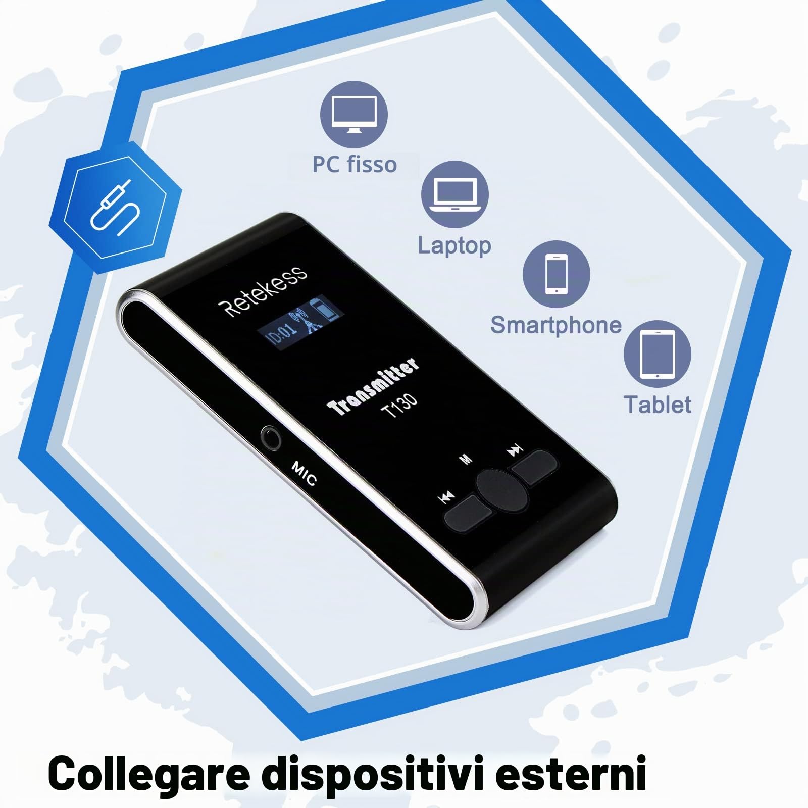 Retekess T130-T131 Sistema di Guida Turistica Wireless, Sistema di Guida Audio Sussurrato, 99 Canali, 60m, Sistema di Guida Audio per Addestramento Equestre