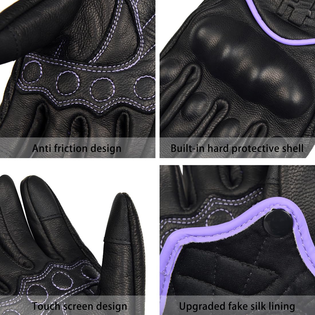 Harssidanzar Gants de moto en cuir pour femme,gants de moto pour femme Gants d'équitation Gant de conduite pour femme GL016