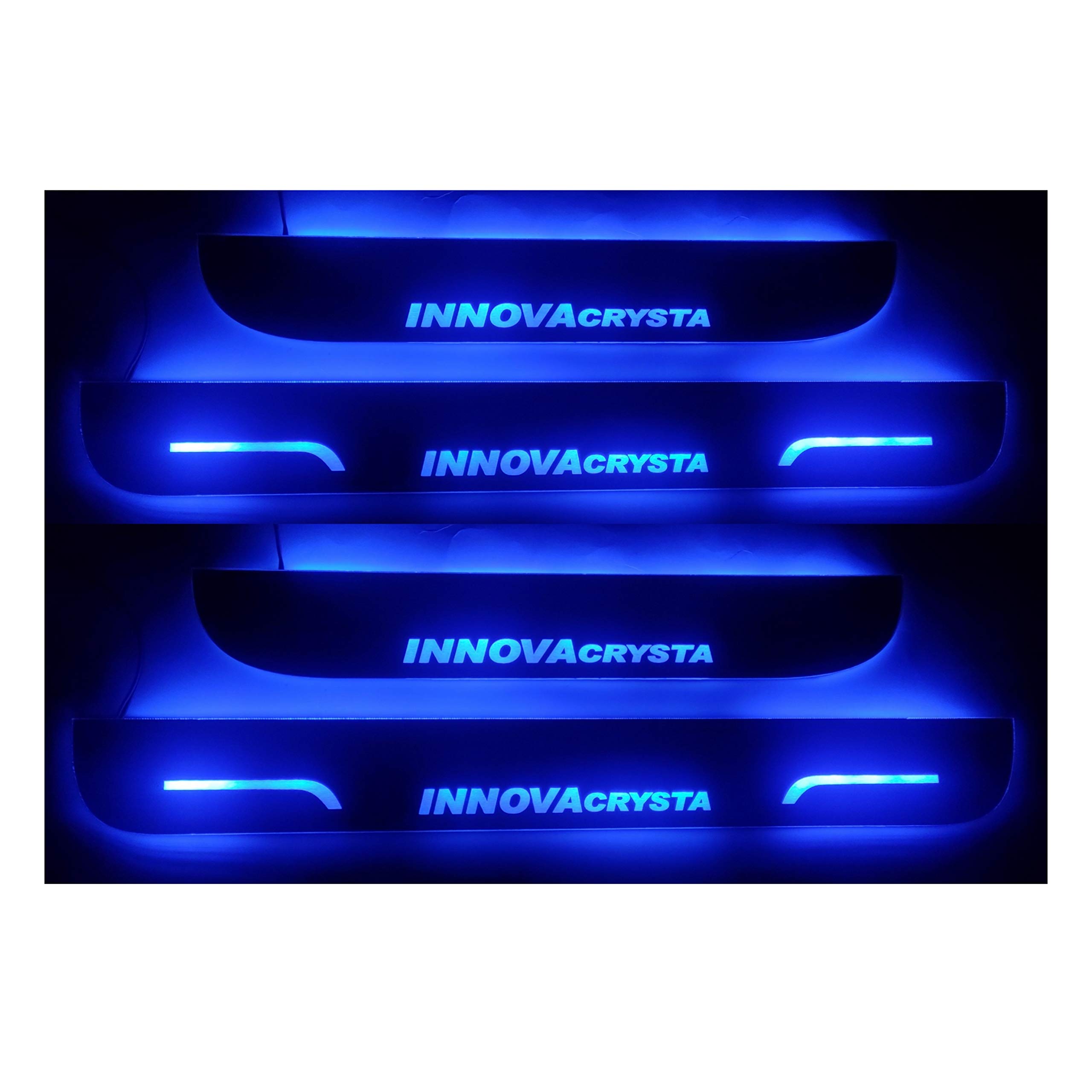 PRIGAN Mirror Finish LED Scuff Plates, Footstep, Illuminated Kicking Plate for Toyota INNOVA Crysta All Models