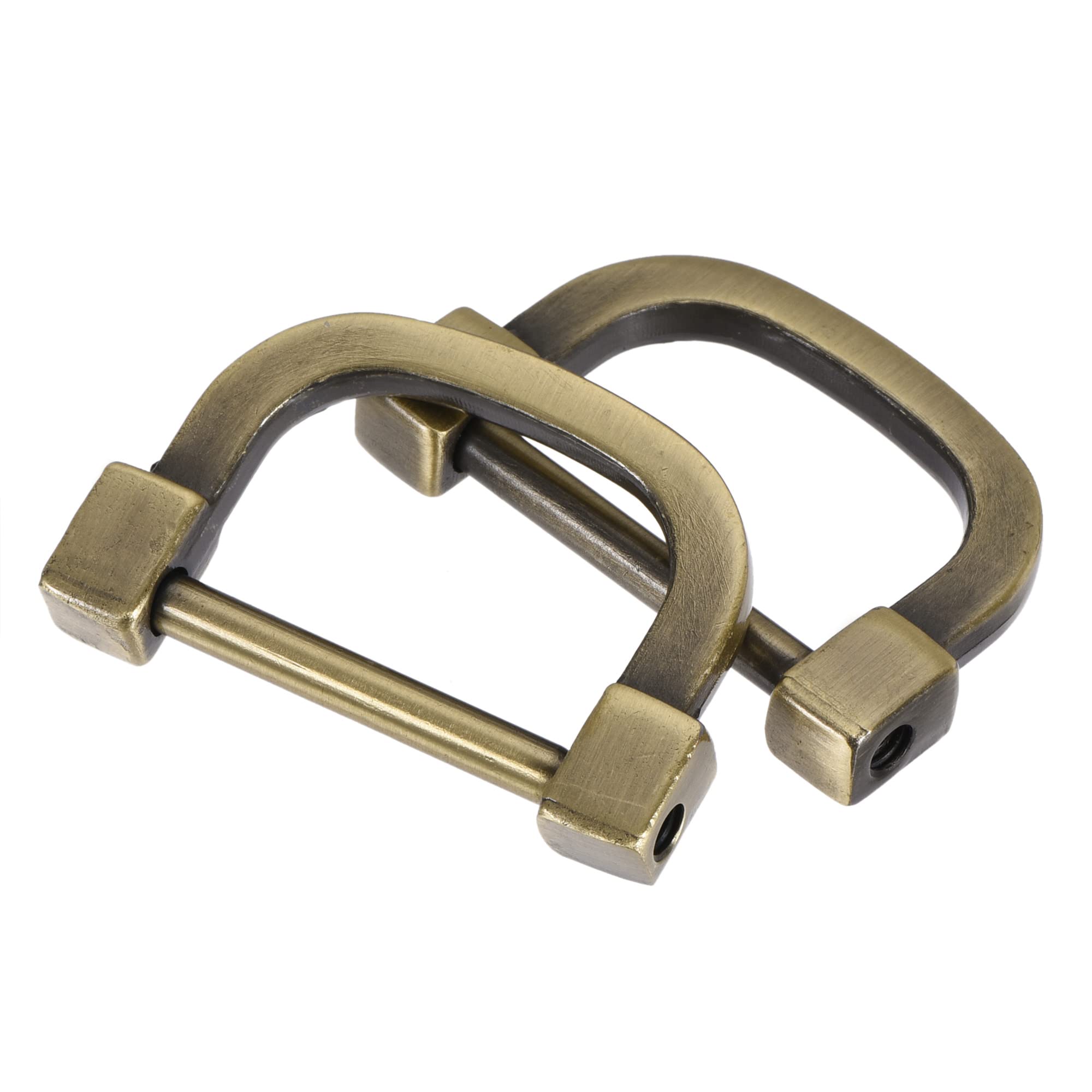 sourcing map 30mm(1.18") U Shape Horseshoe D-Rings Screw-in Buckle for DIY, Light Bronze 2pcs
