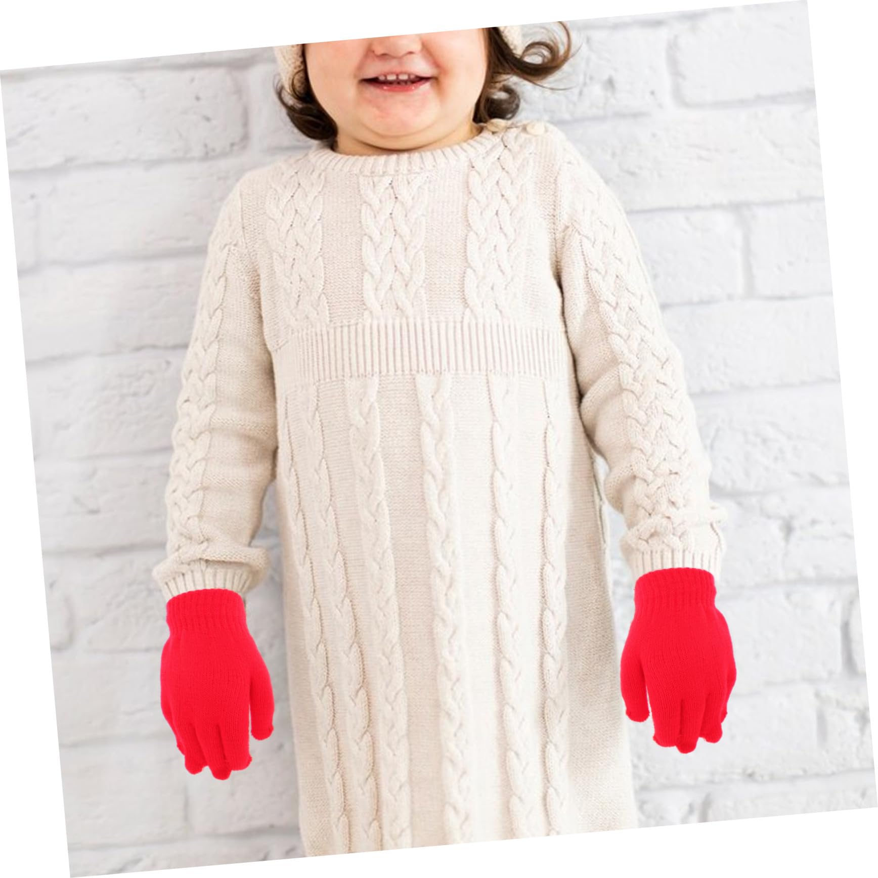 Guantes de Punto para Guantes Cálidos de Cinco Dedos Tejidos Invierno y Elásticos y para Exteriores