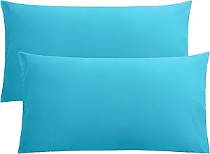 FLXXIE 2 Pack Microfiber King Pillow Cases, 1800 Super Soft Pillowcases with Envelope Closure, Wrinkle, Fade and Stain Resistant Pillow Covers, 20x36, Blue