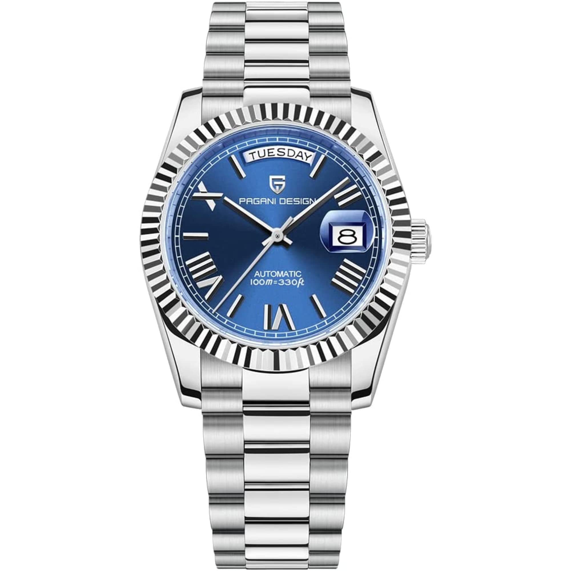 Pagani Design PD-1752 Presidential Day Date Homage Automatic Movement (ST6) | Stainless Steel Mens 36 MM Watch | Deep Blue Dial - Silver (B0BY4T2BF1) Amazon Price History, Amazon Price Tracker