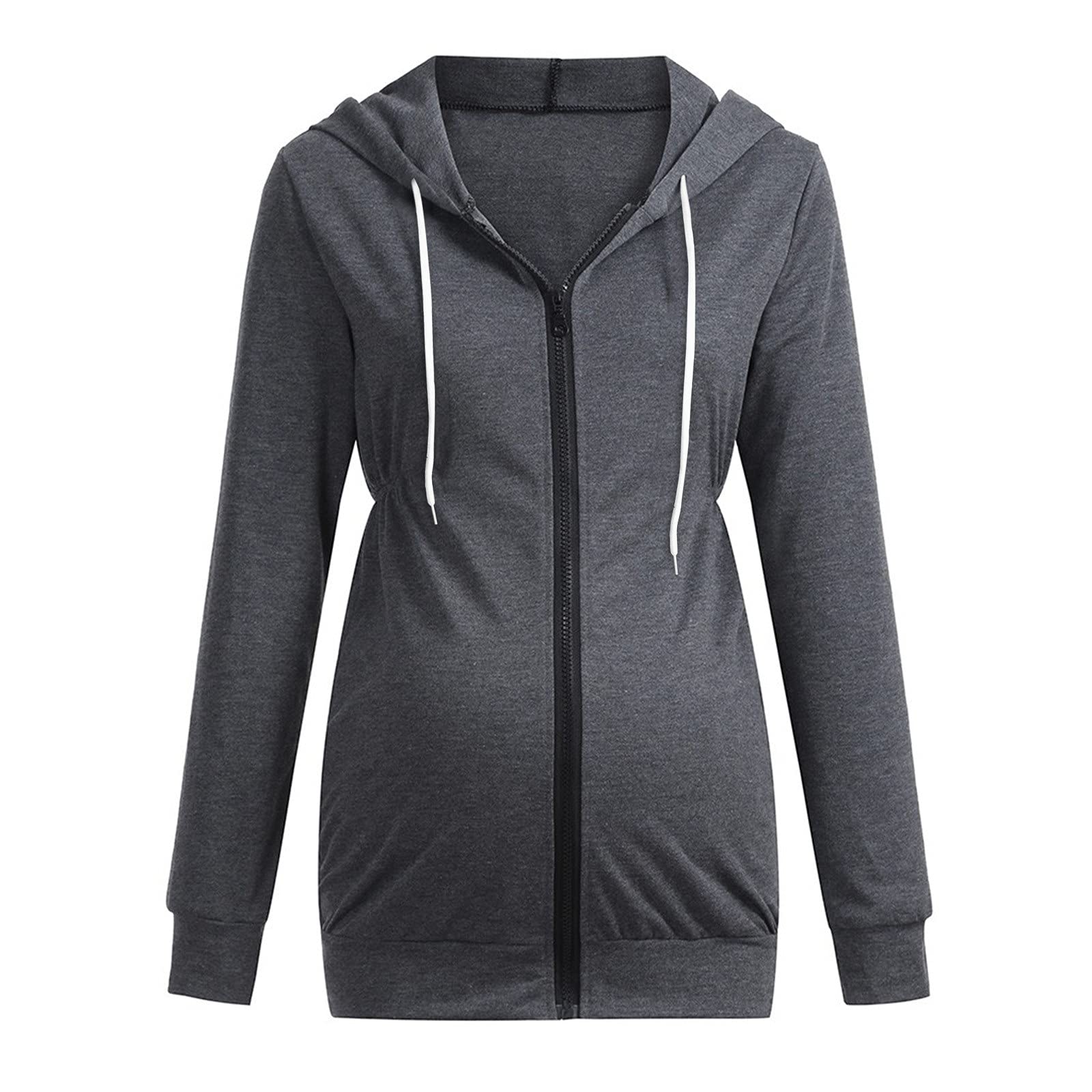 Damen-Sweatshirt, Schwangerschaft, lässig, mit Reißverschluss, mit Taschen, langärmelig, Sweatshirt, Umstandsbluse, zierlich, Damenmode