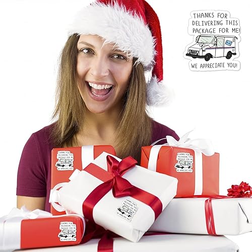 Miniatura 4 de Muminglong Calcomanía de 1.5 pulgadas con texto en inglés "Thank for Delivering This Package for Me", adhesivo de correo para el cartero, correo