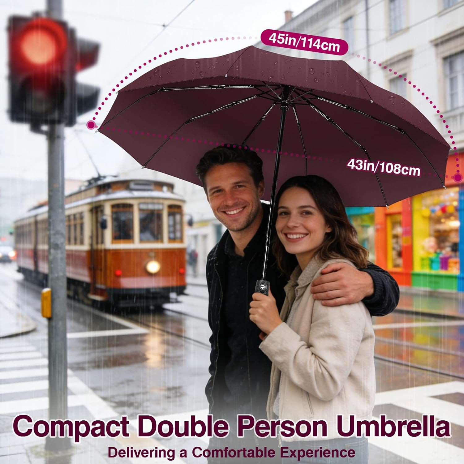 ZOMAKE Travel Umbrella Compact - 10 Ribs Portable Collapsible Umbrellas for Rain Windproof - Paraguas Automatic Small Folding Umbrella Lightweight Packable Umbrella for Women Men