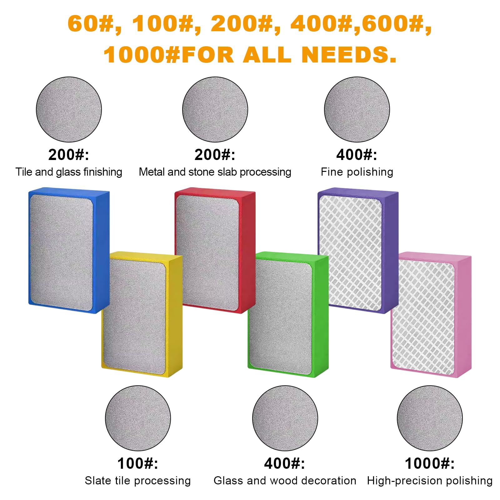 6 Pezzi Dischi Abrasivi Diamantati, per Levigare Piastrelle E Vetro, per Piastrelle In Pietra e Ceramica, Vetro, Levigatura e Rifinitura Con Diverse Grane, 60#, 100#, 200#, 400#, 600#, 1000#