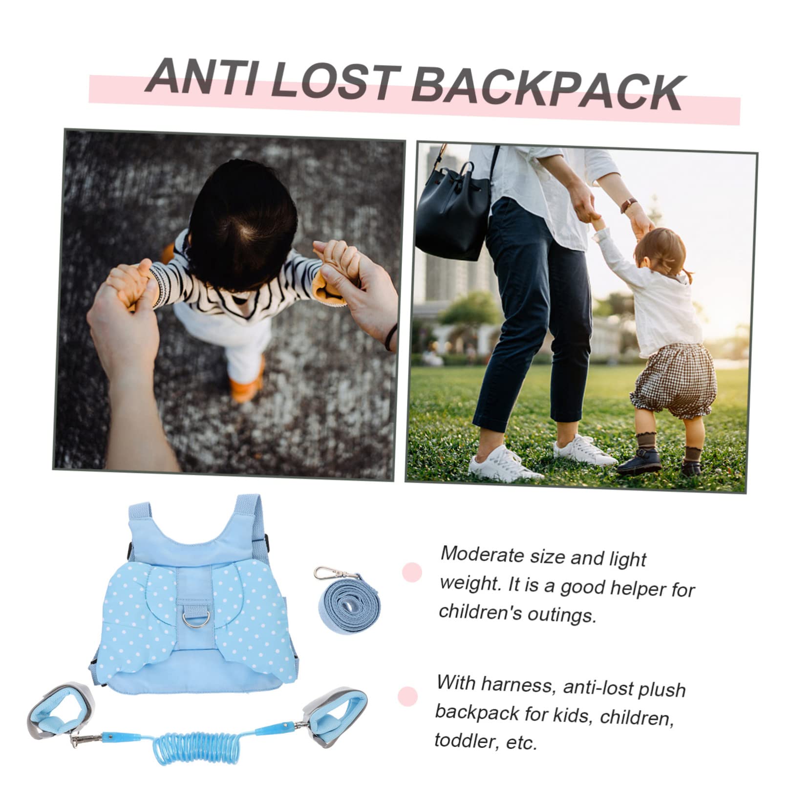 Arnés de Seguridad para Correa Antipérdida y Pulsera Pérdida Conjunto para Caminar y Actividades Azul Ángel y