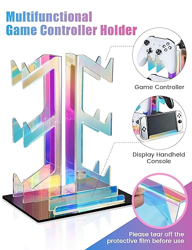 Miniatura 2 de NiHome Iridescent Acrylic 3-Tier Game Controller Holder Headset Stand for PS5 Xbox ONE, Universal Game Controller Organizer Stand Anti-Slip Stable