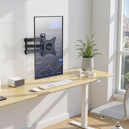 Miniatura 6 de Soporte de montaje en pared para monitor de TV de movimiento completo para la mayoría de pantallas LED LCD curvadas de 13 a 32 pulgadas, extensión