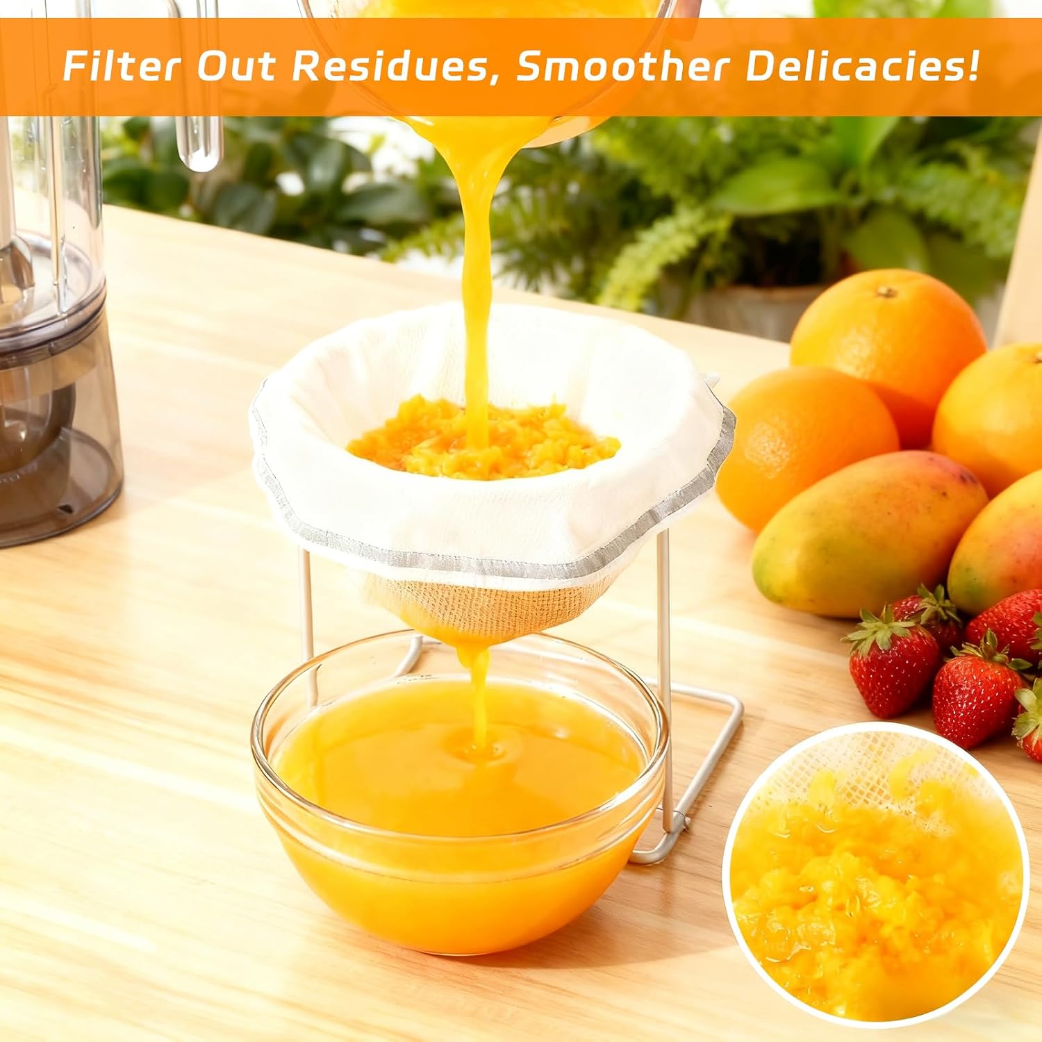 3PCS Cheese Cloth Filling Squeeze Nylon Bags, Bowl-shaped reusable nylon cheese cloth filter bag, Ultra Fine Mesh Strainer Bags, suitable for nut milk, juice, soy milk, dumpling fillings (S, M, L)