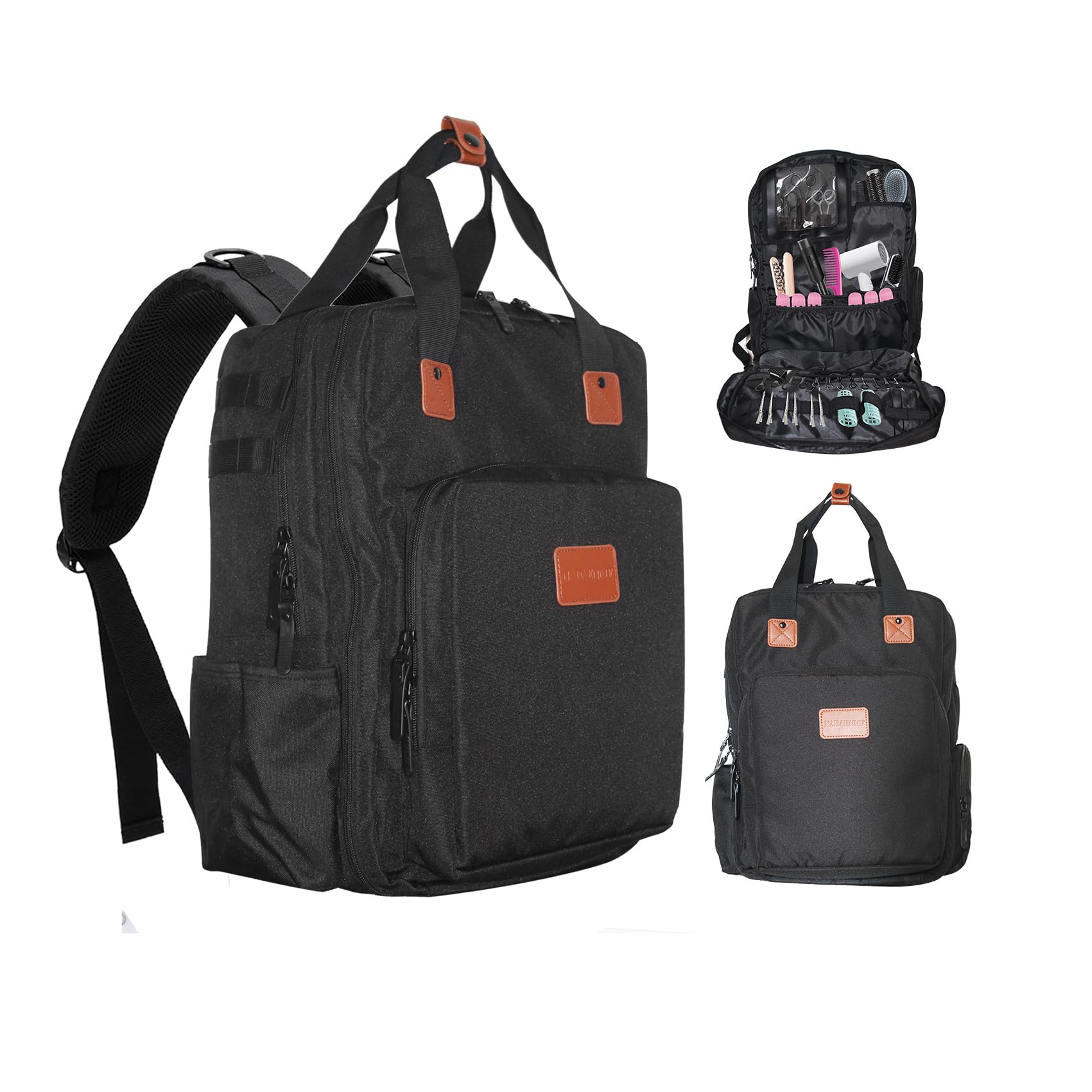 NADAENMF Barber Case Bags Backpack for Clippers and Supplies, Large Hairstylist Travel Bag Hair Stylist Travel Bag Cosmetology Bags Hair Cutting Kits