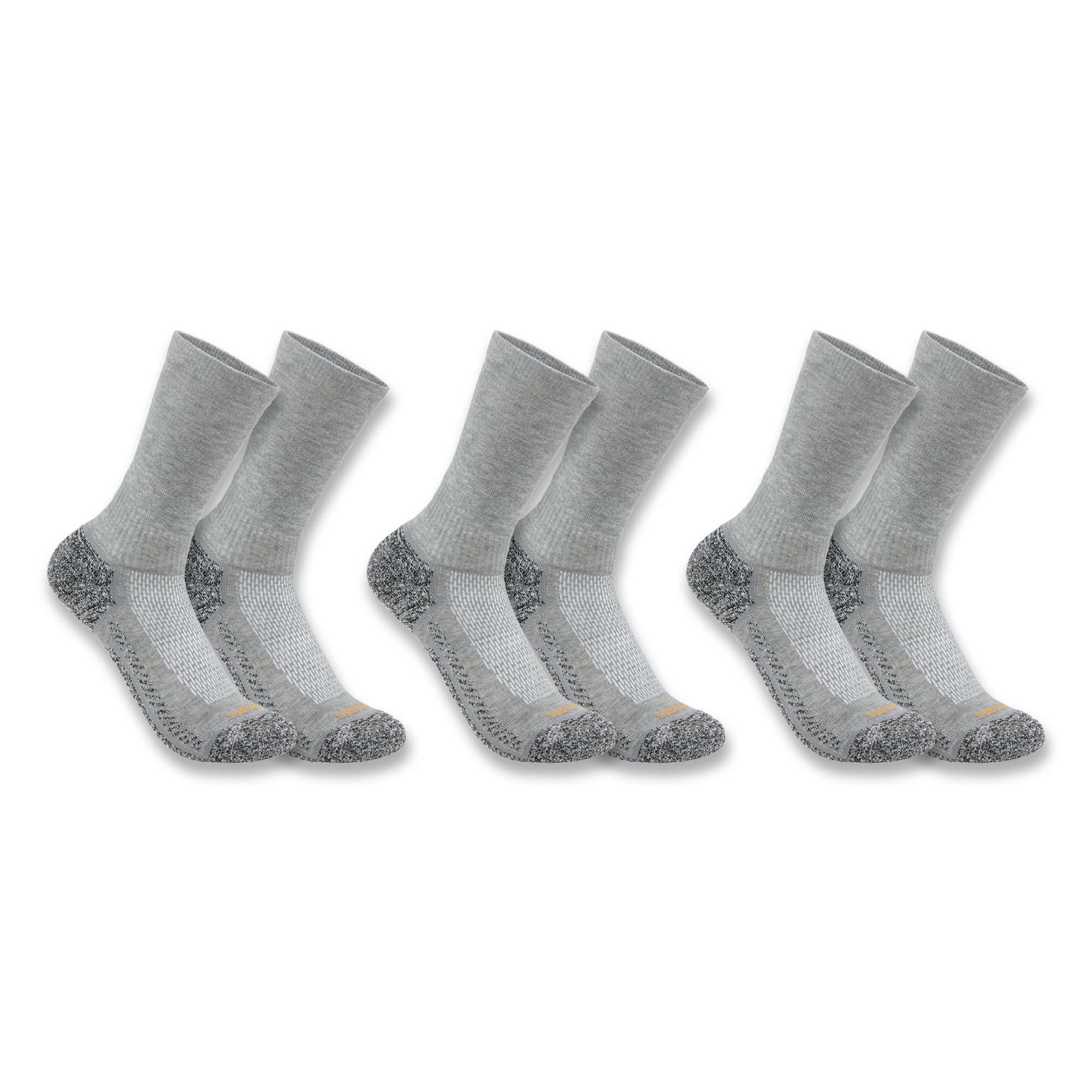Carhartt Women's Force Midweight Sock 3 Pack, Grey, M