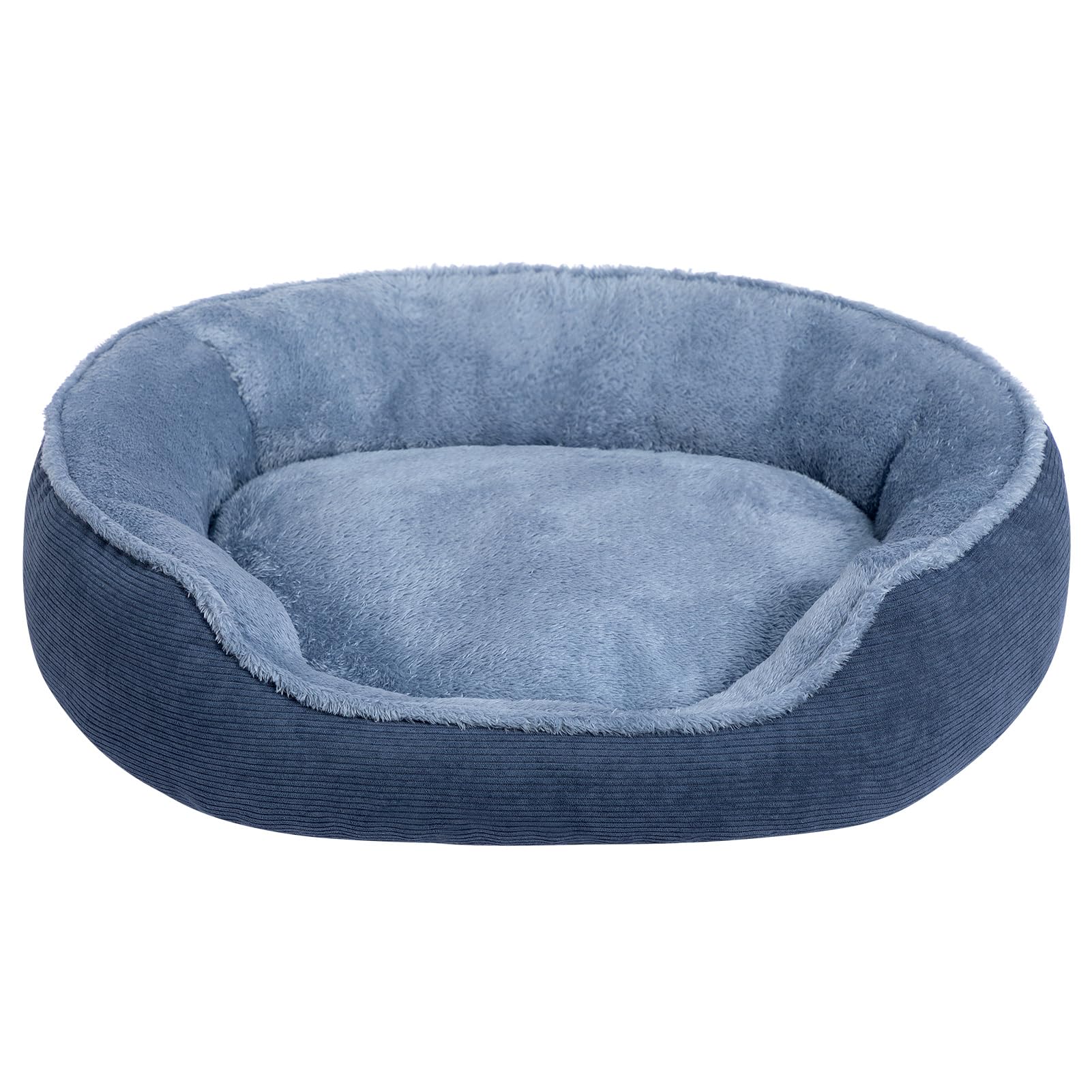Hollypet Cat Bed Small Dog Bed, Round Pet Bed for Cats and Puppy Soft Sleeping Beds Breathable Pet Cushion, Blue-Grey(55 * 50 * 15cm)