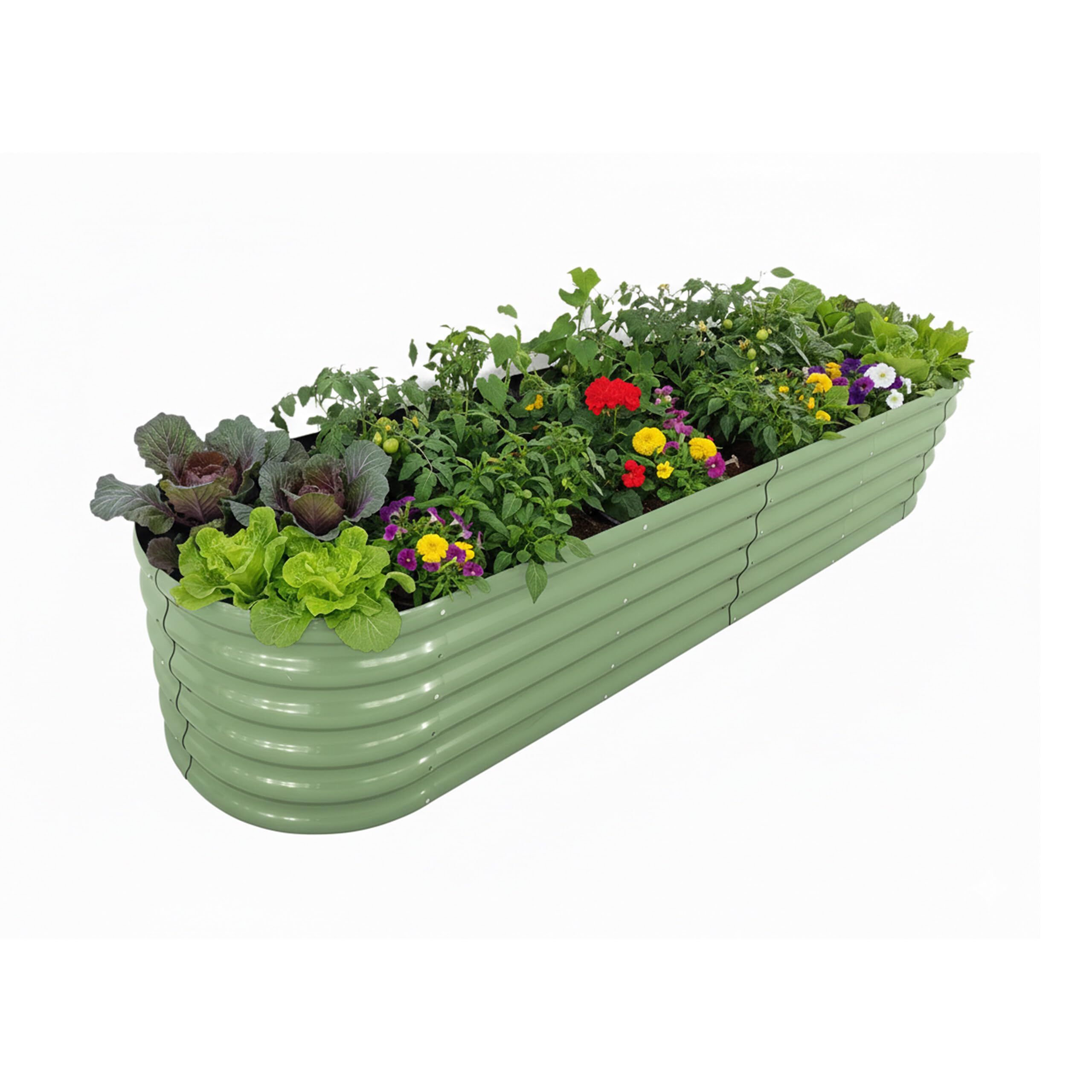 Relaxdays Bac surélevé en métal XXL, Fleurs, Plantes & légumes, Dimensions 240x60x45 cm, Vert Sauge
