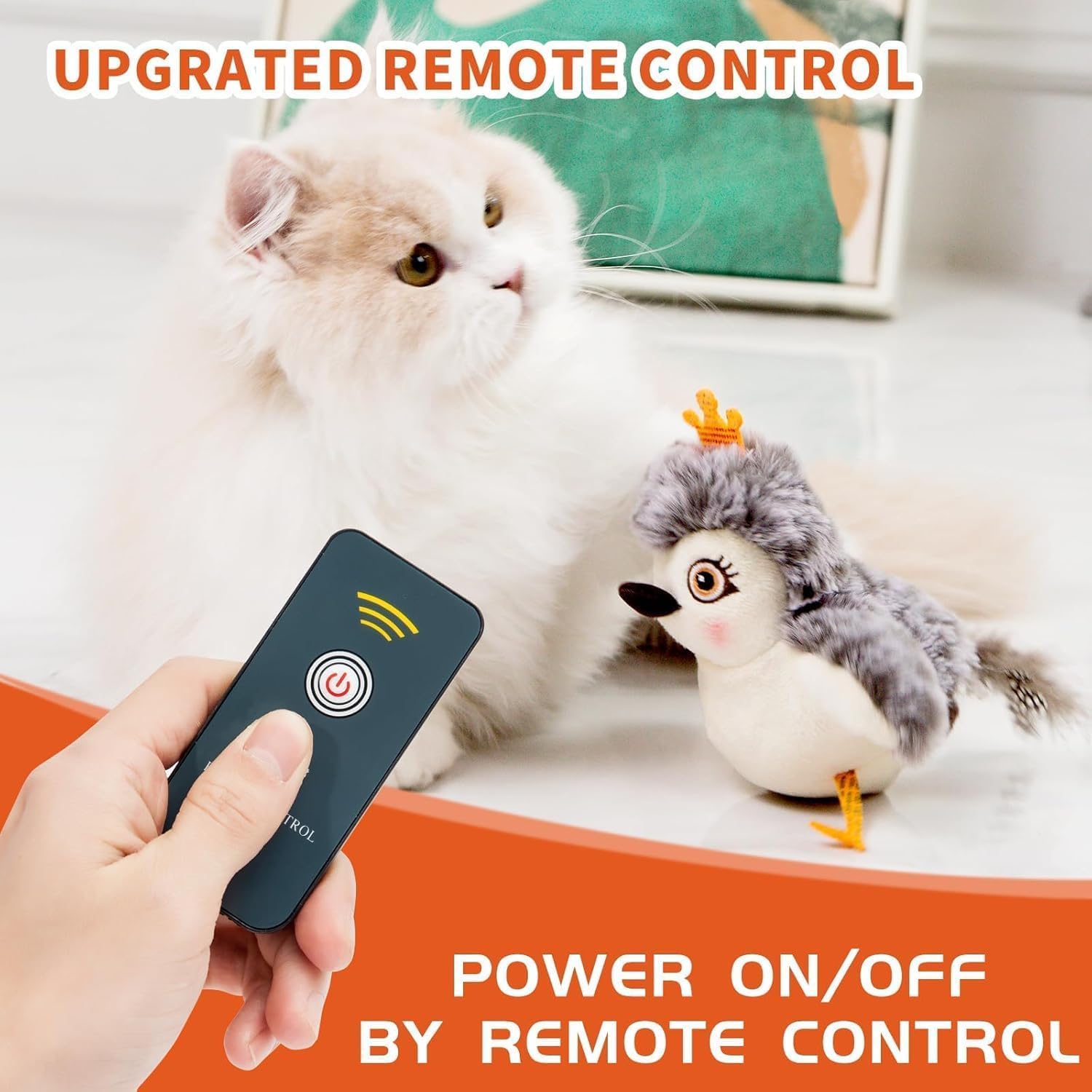 Piper Tomi - Juguete para gatos, juguete para gatos Pipertomi, juguete para gatos PiperTomi autoactivable, amigo emplumado con control remoto, juguete para gatos con movimiento de 3 velocidades,