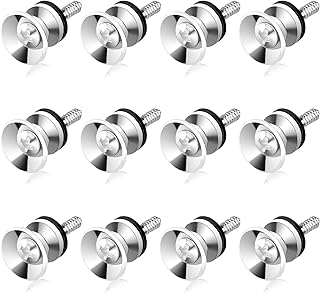 Guitar Strap Button Lock Pins,12 Pcs Strong Metal Guitar Strap End Pins with Screws and Rubber Blocks Anti-slipping Guitar Strap Lock Parts for Acoustic Guitar Electric Guitar Bass Ukulele, Silver