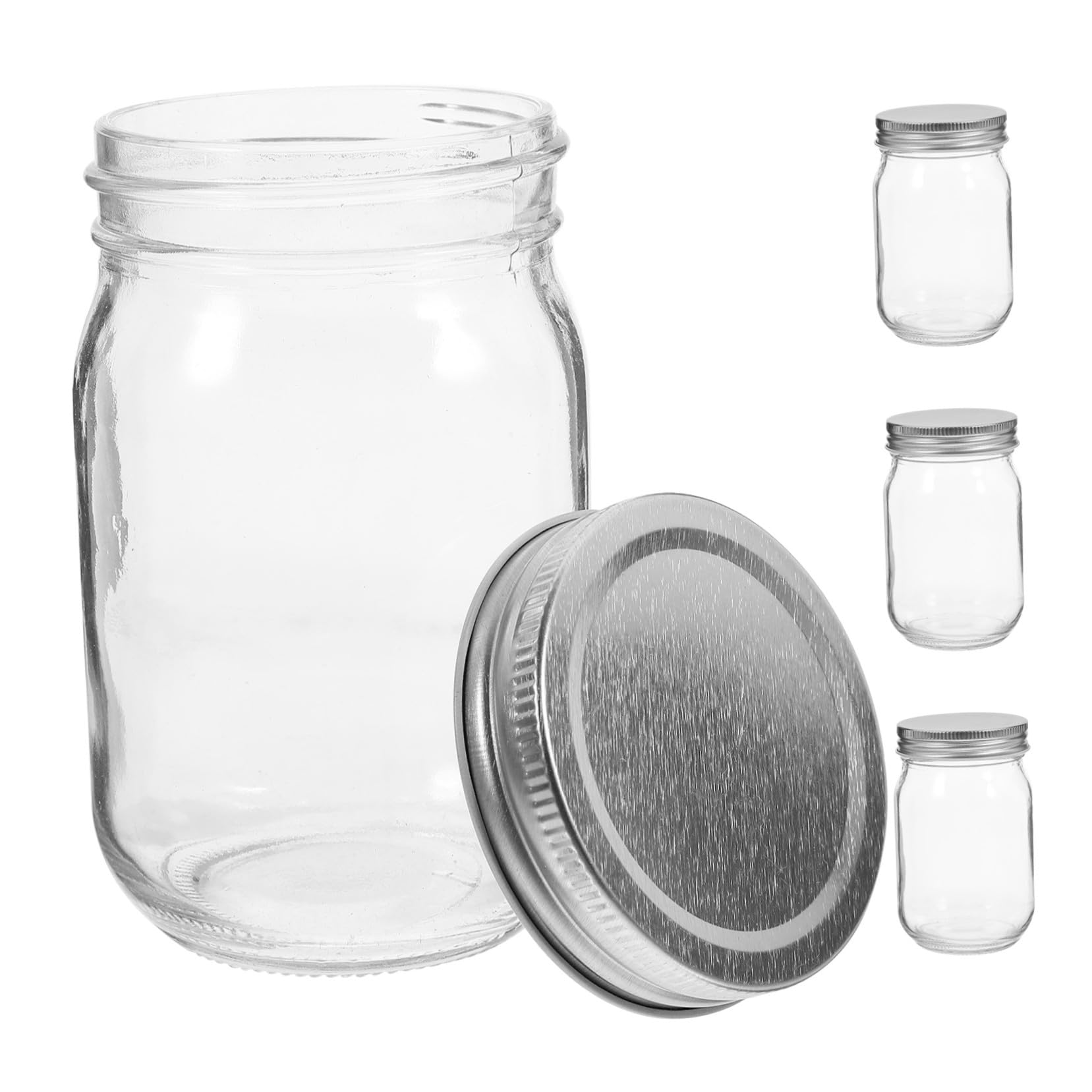 Gatuida 4pezzi Barattoli di Vetro con Coperchio Piccoli Contenitori Trasparenti per Marmellata e Spezie per Dispenser di Sciroppo e Sottaceti in Cucina o Casa