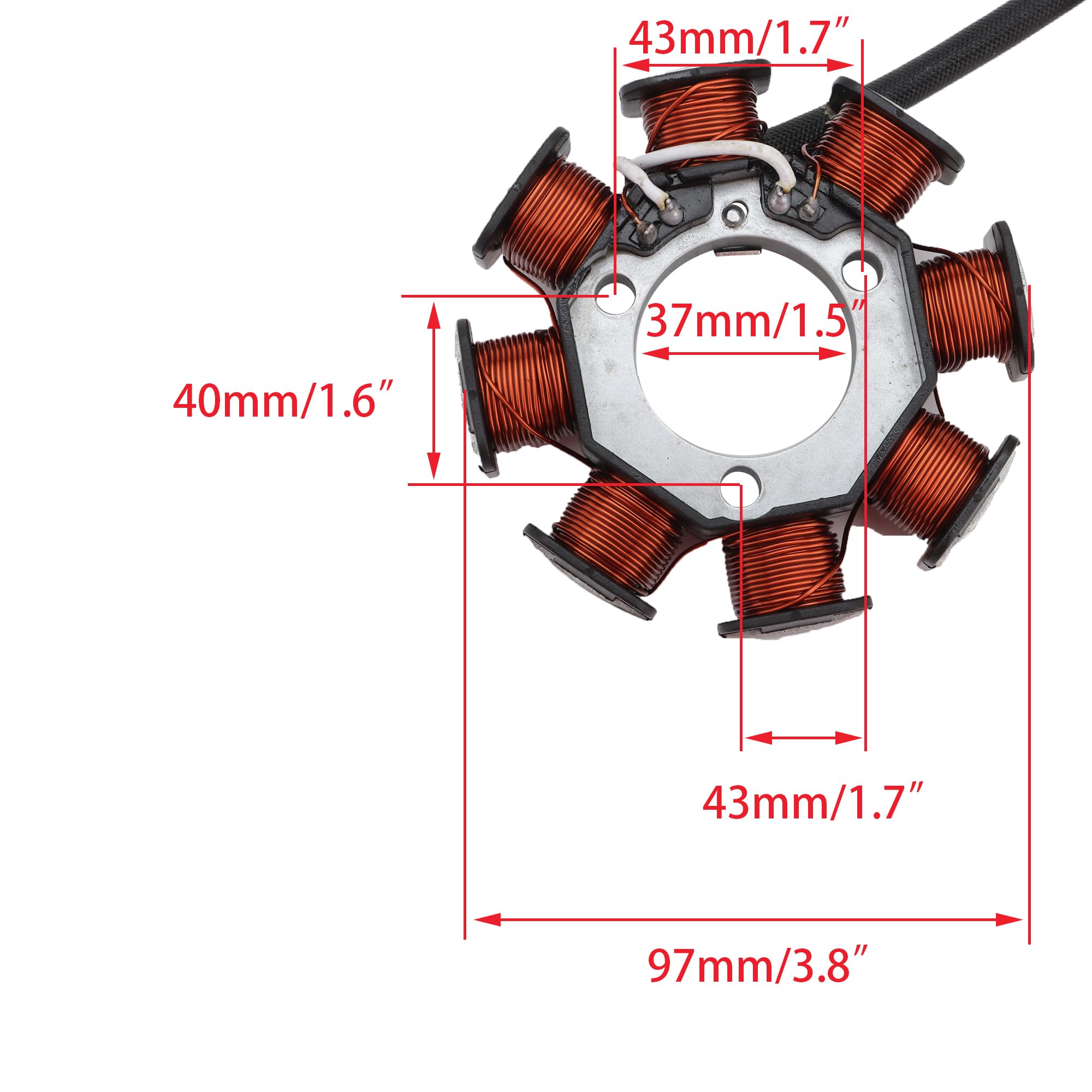 WOOSTAR 8 Bobinas 8 Cable Estator Magneto Reemplazo para YBR125 XT125 Motocicleta