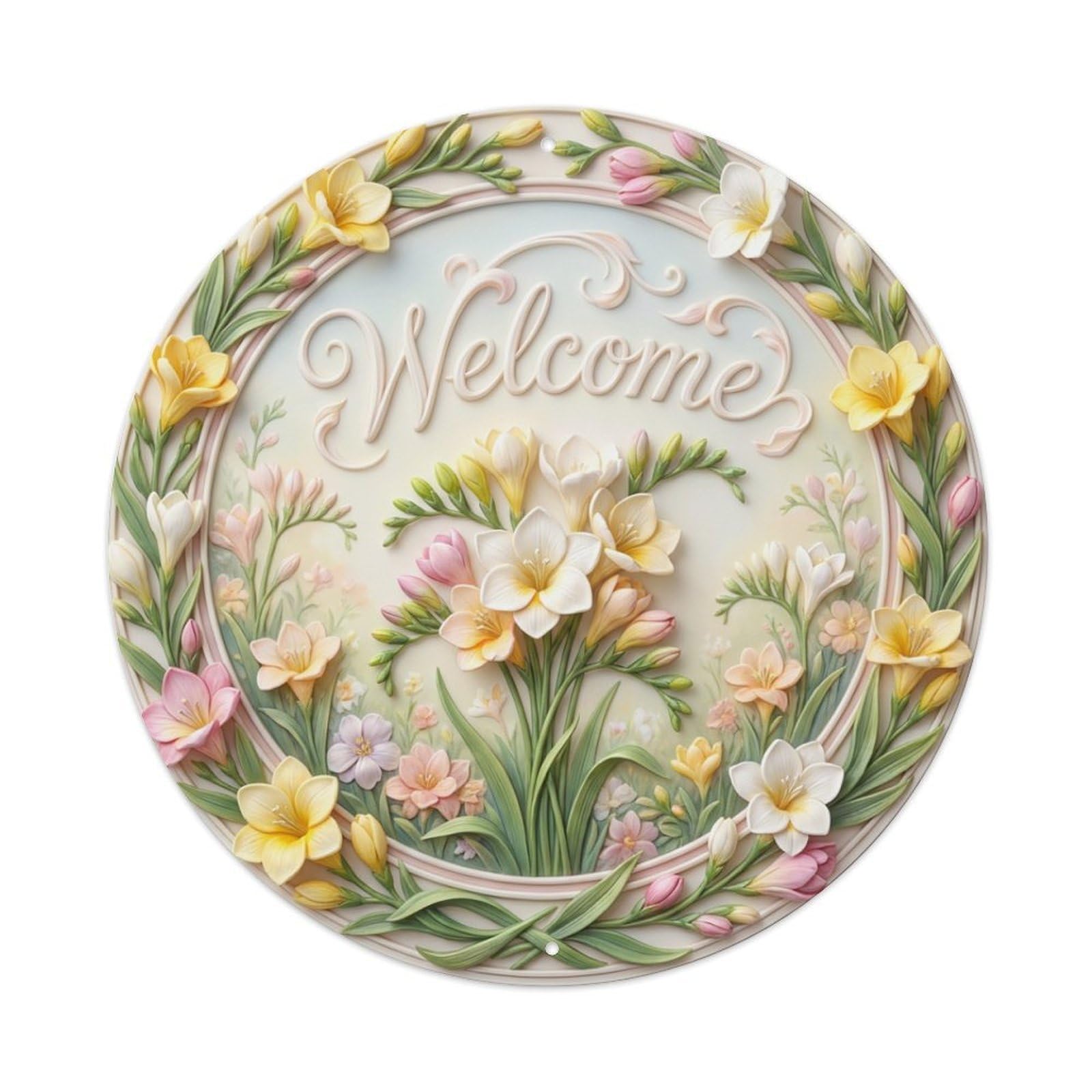 Tgrcjimh Style Metal Tin Sign Freesia Bloom Welcome Fragrant Garden
