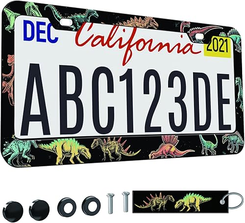 Miniatura 12 de 2 piezas Marco de matrícula azul con diseño de bosque montañoso para mujeres, marcos de etiqueta decorativa de coche azul montañoso para chicas,