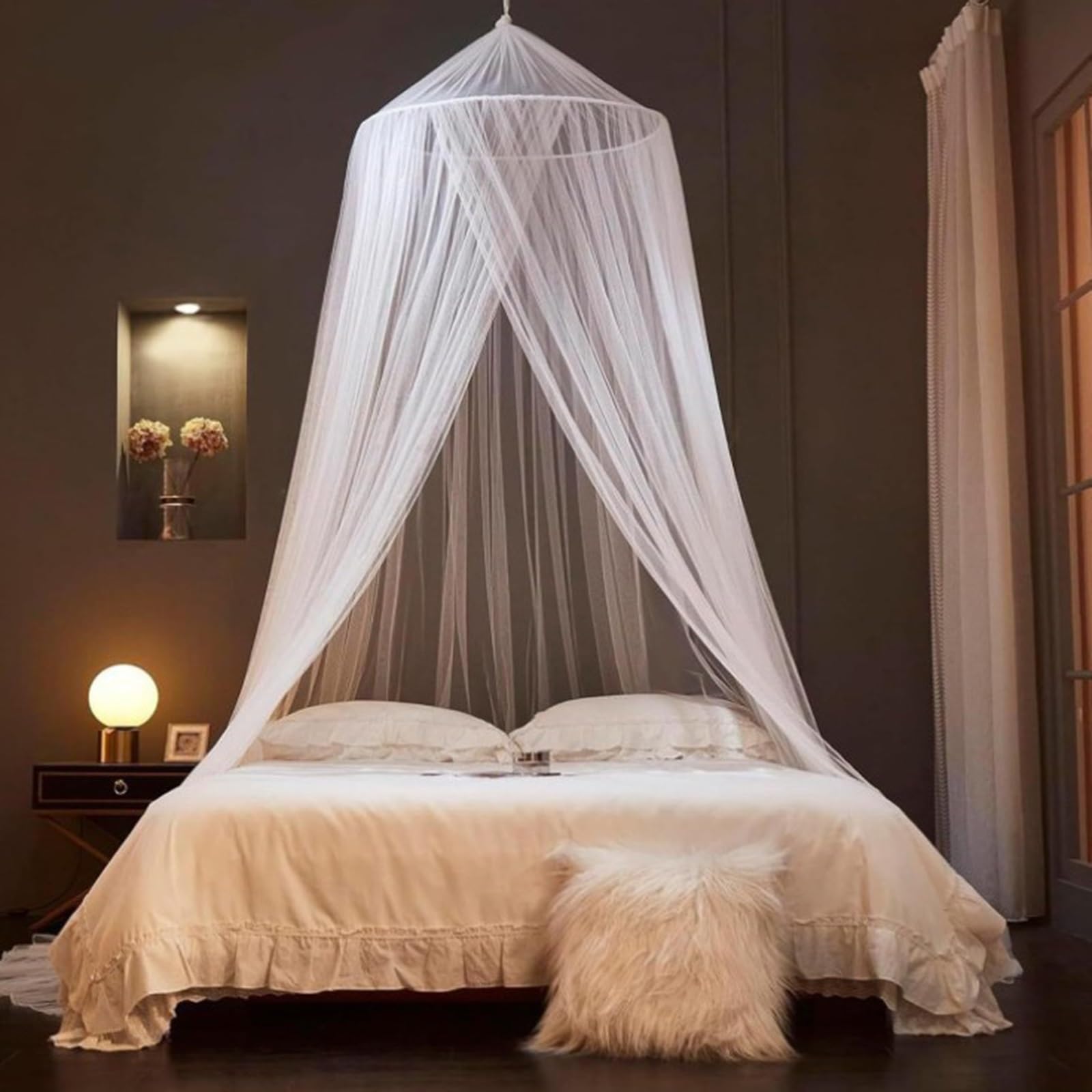 Sohodoo Mosquito Net Bed Canopy,Princess Bed Canopy Curtains Hanging Netting Bedroom Decor,Dome Mosquito Netting Bed Tent Rainbow(White,250 * 1250 * 60cm)