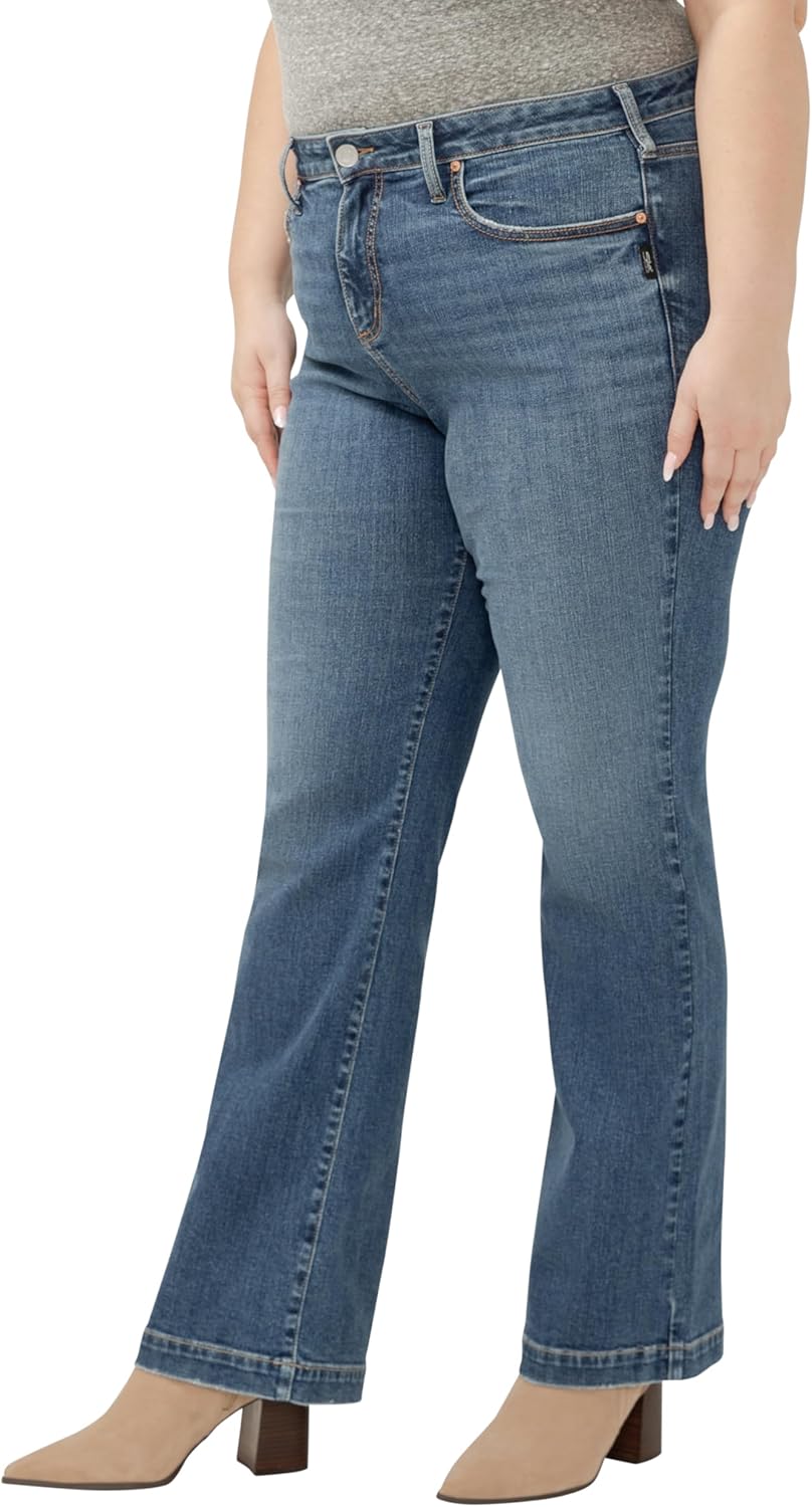 Silver Jeans Co. Women's Plus Size Avery High Rise Curvy Fit Trouser Leg Jeans, Folk, 12 Plus - Image 2