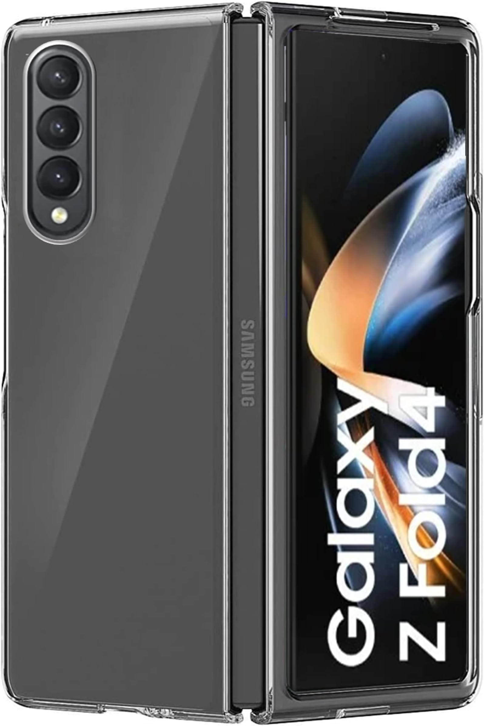 TRUEUPGRADE Samsung Z Fold 4 Cover Case, Clear Hard Back Transparent Shockproof for Galaxy Z Fold 4 Silicone Case Cover Drop Protection, Lightweight
