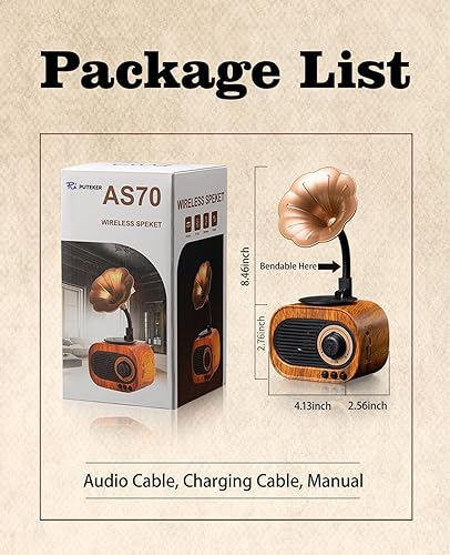 Miniatura 7 de Altavoz Bluetooth retro, 4 en 1 multifuncional, altavoz Bluetooth de radio vintage, 5W, 7 horas de reproducción, blanco o negro