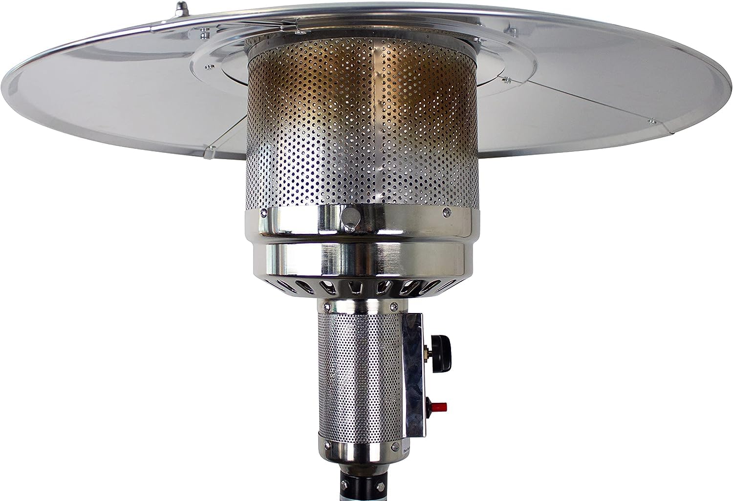 Suinga Calefactor exterior, Estufa de gas de acero para exteriores de 13 kW con ruedas, Sistema anti-vuelco, Parasol calefactor, negro