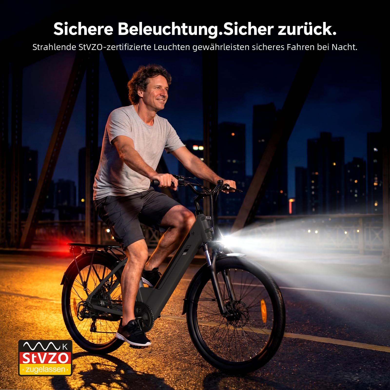 Touroll E-Bike für Erwachsene, 26" City Trekkingrad mit Hydraulischen Scheibenbremsen, 250W Motor, 100km Reichweite, 36V 15,6Ah Akku,7 Gänge, Pedelec E-Citybike für Damen Herren