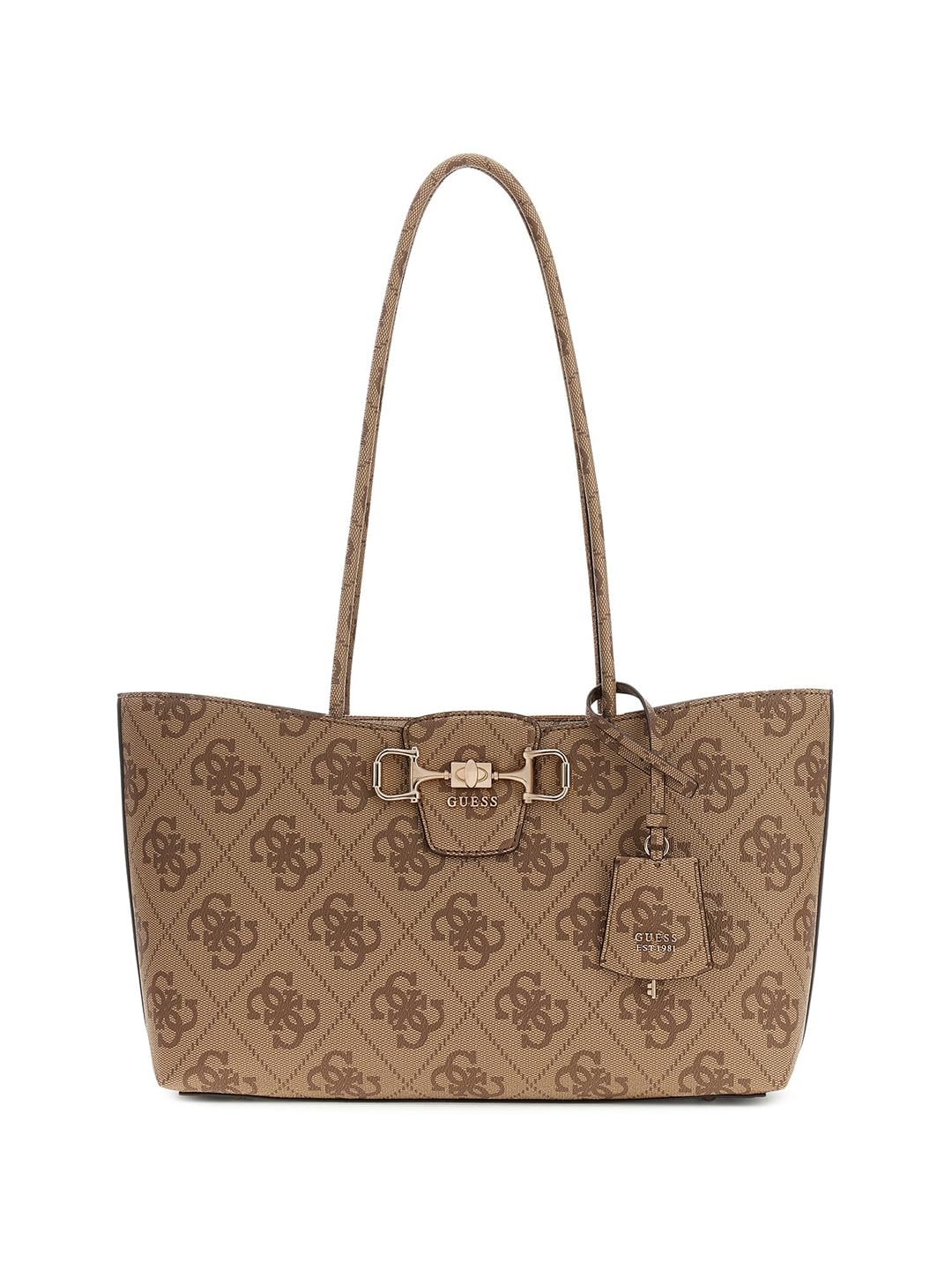 Guess Torebka damska z logo Pu Janie z nadrukiem Latte