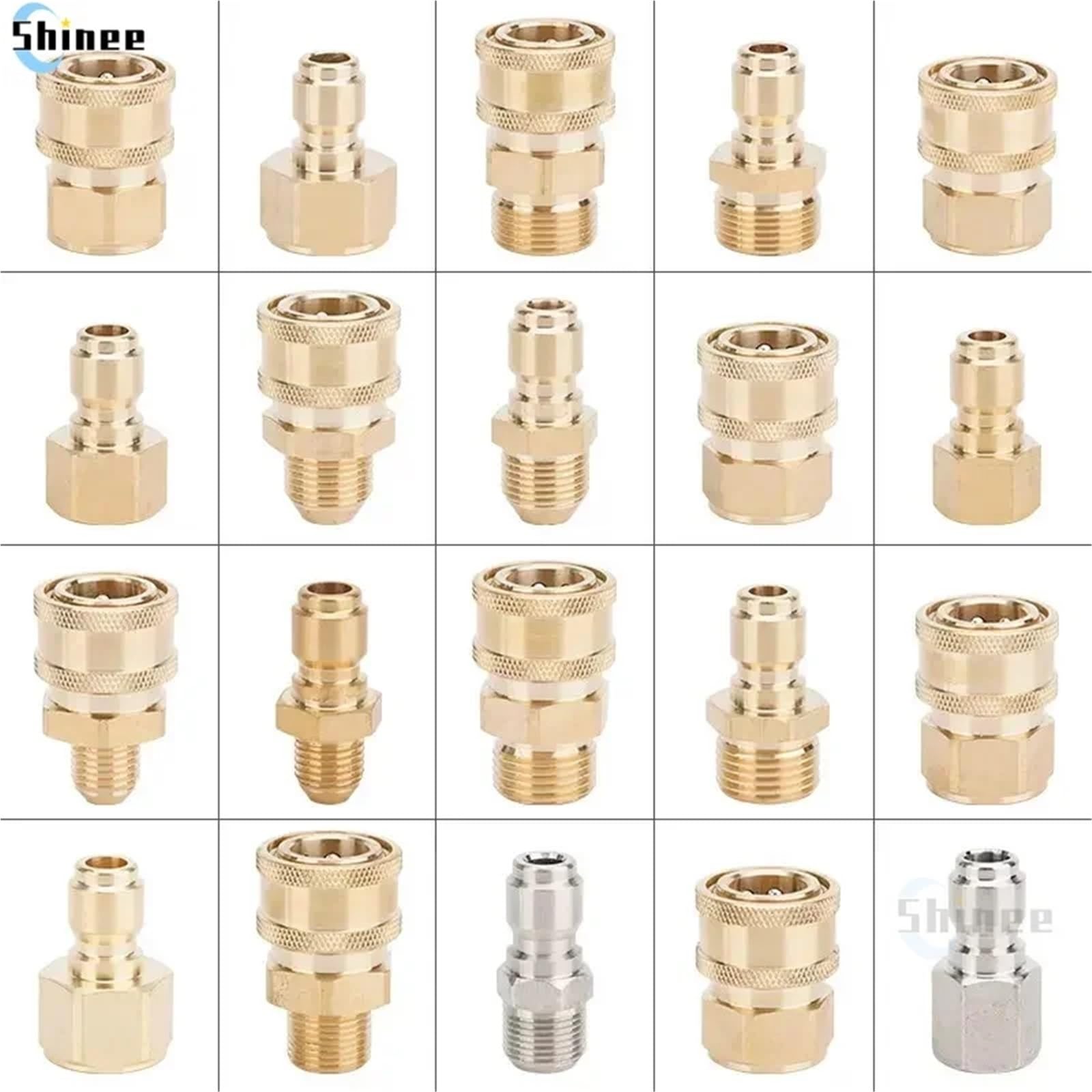 1PCS Copper 1/4" High Pressure Quick Connector Car Washer Water Hydraulic Couplers Couplings For Garden Irrigation(Female-M(Brass),M22)