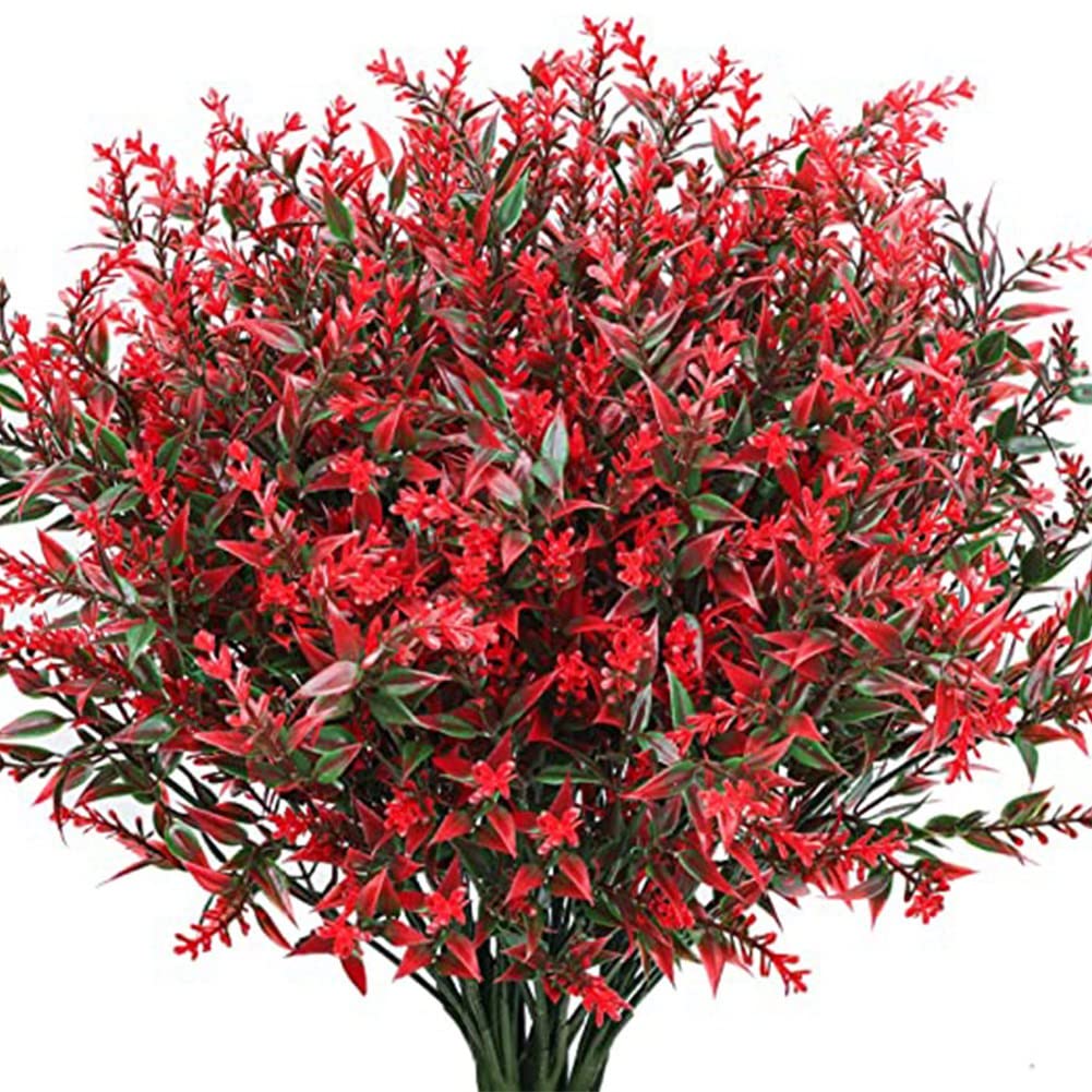 CTRLZS 10 Bundles Indoor UV Faux Bouquets Plastic Faux Bouquets Outdoors Shrubs Greenery Plants