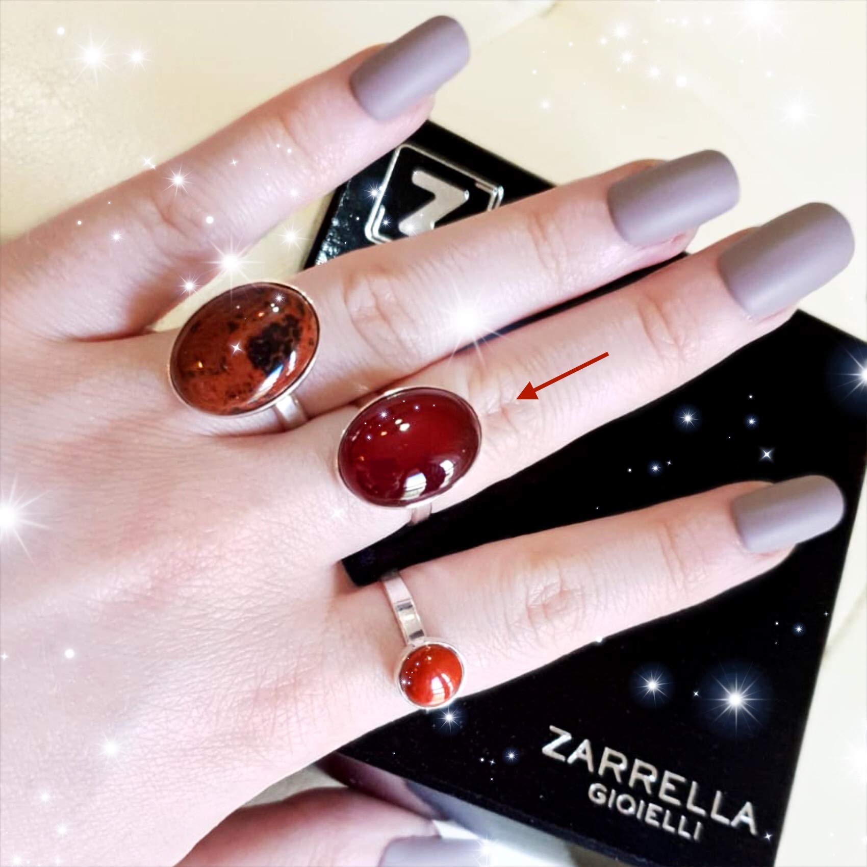 Anillo de Plata 925 con Ágata Roja (Piedra Natural) 18x13mm - Disponible Anillo Ajustable y Fijo, Tamaño de XS a XXXL, para Hombre, para Mujer - Caja Regalo Gratis