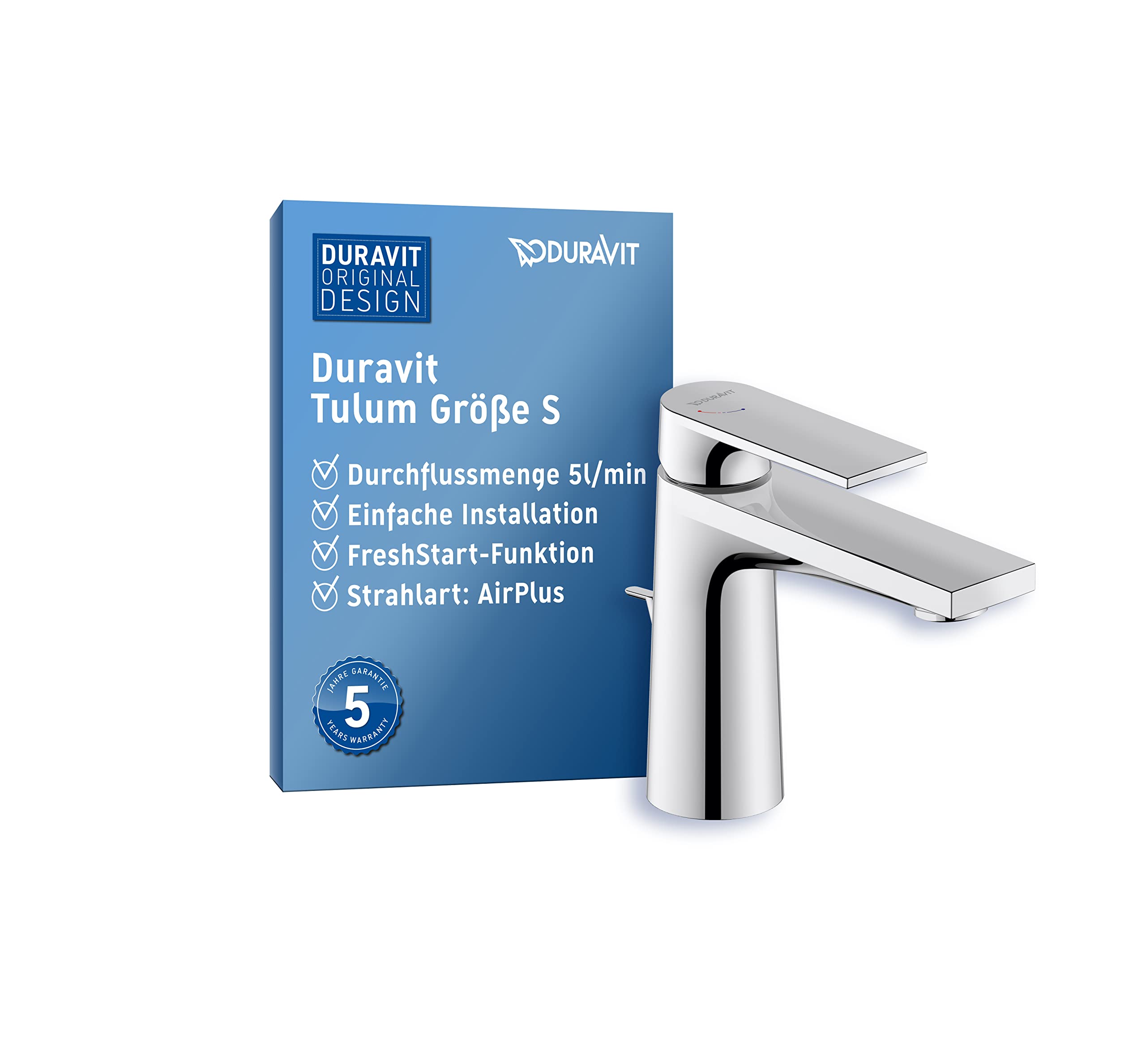 Duravit Tulum S Basin Mixer, with pop-up Waste, Projection 110mm, TU1010001010