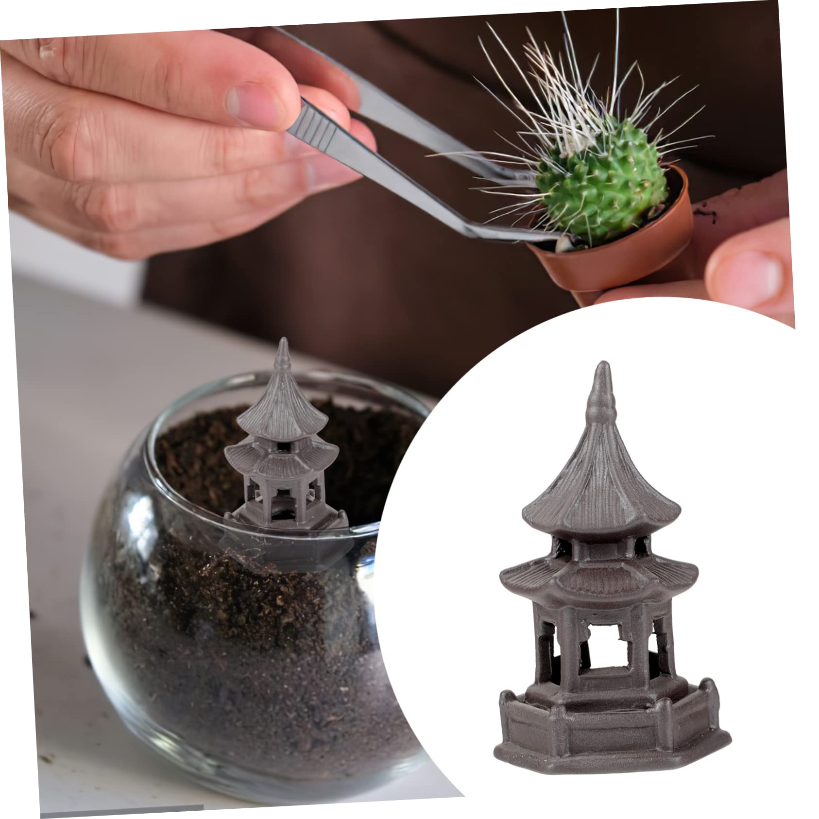 OFFSCH Ceramic Tower Decor Simulated Rockery Ornament Mini Garden Flowerpot Decoration Aquarium Micro Landscape for Home Office Tea Room - Image 3