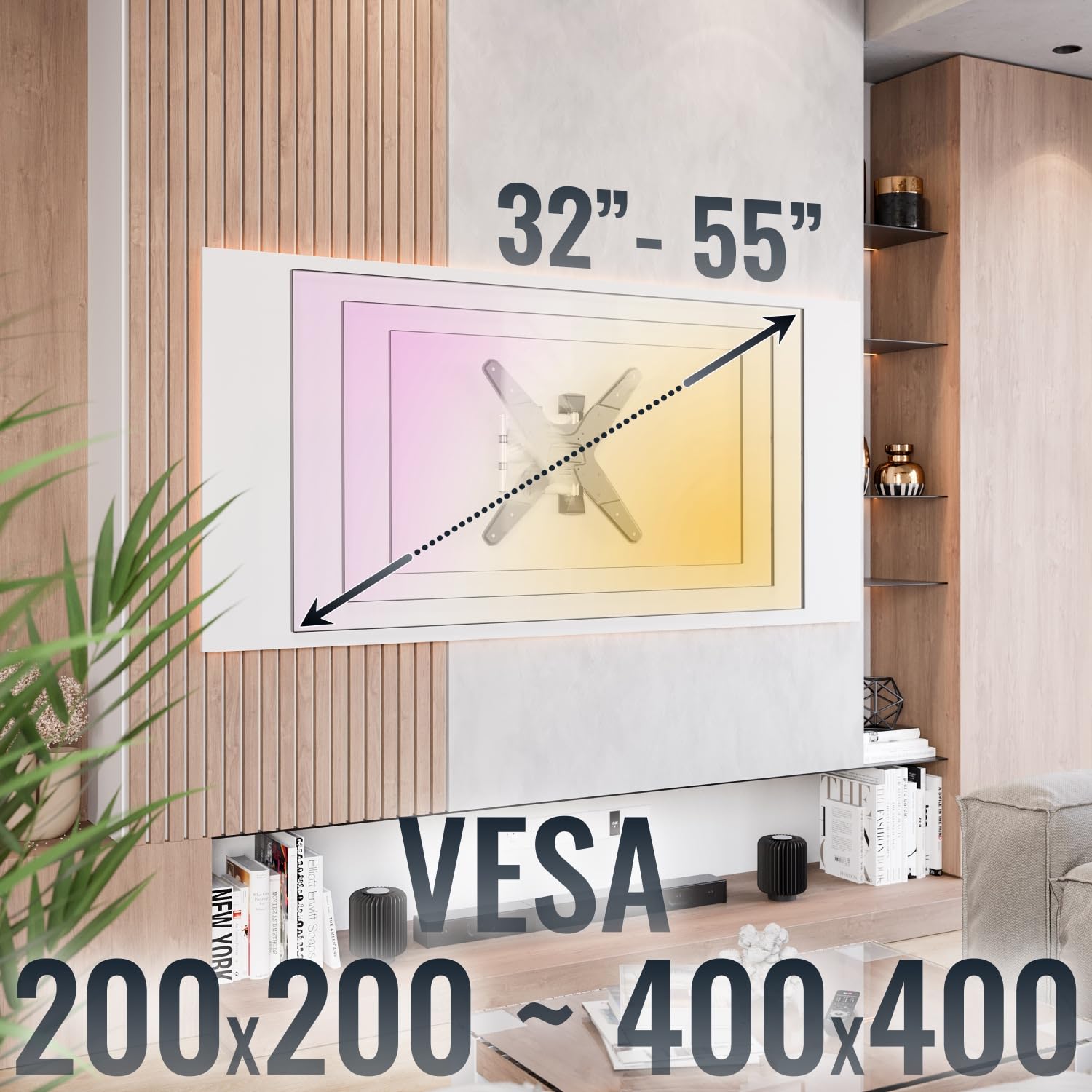 RICOO S3244 Supporto TV da parete Staffa TV 32-55 pollici per 32 55 pollici girevole inclinabile fino a 45 kg max VESA 400x400