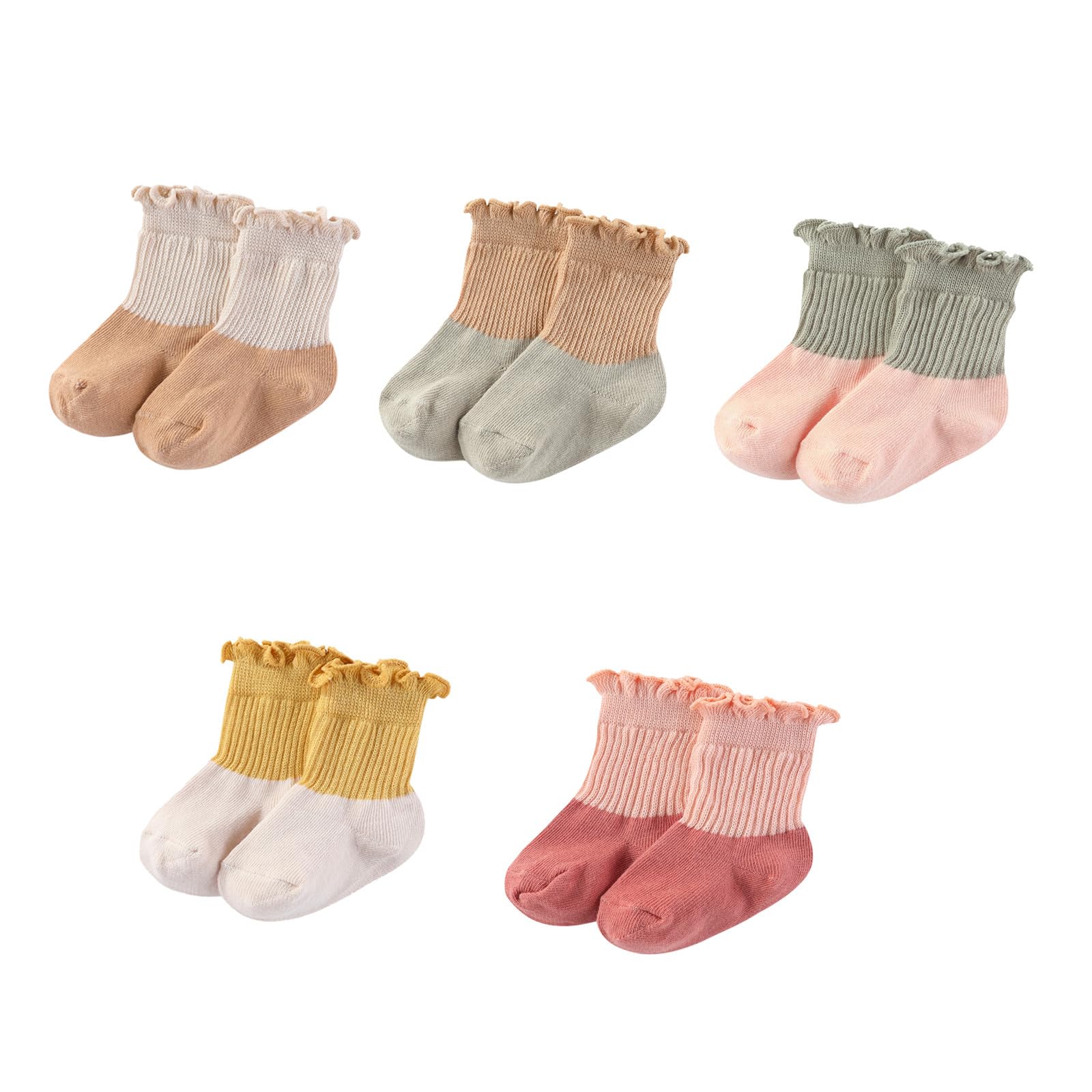 MAMIMAKA Unisex Baby Socks Breathable Soft Cotton Ankle Socks for Baby Boy and Girl, 5 Pack
