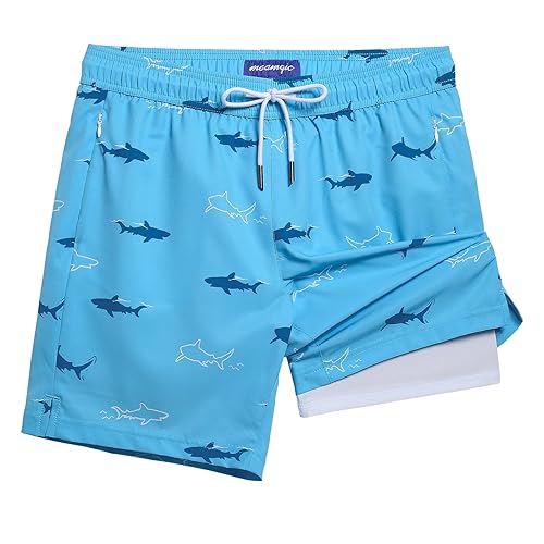 maamgic Mens Swim Trunks with Compression Liner 7" Bathing Suit