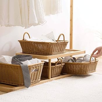 Amazon.co.jp: 収納バスケット 持ち手付き パンかご 洗えるバスケット