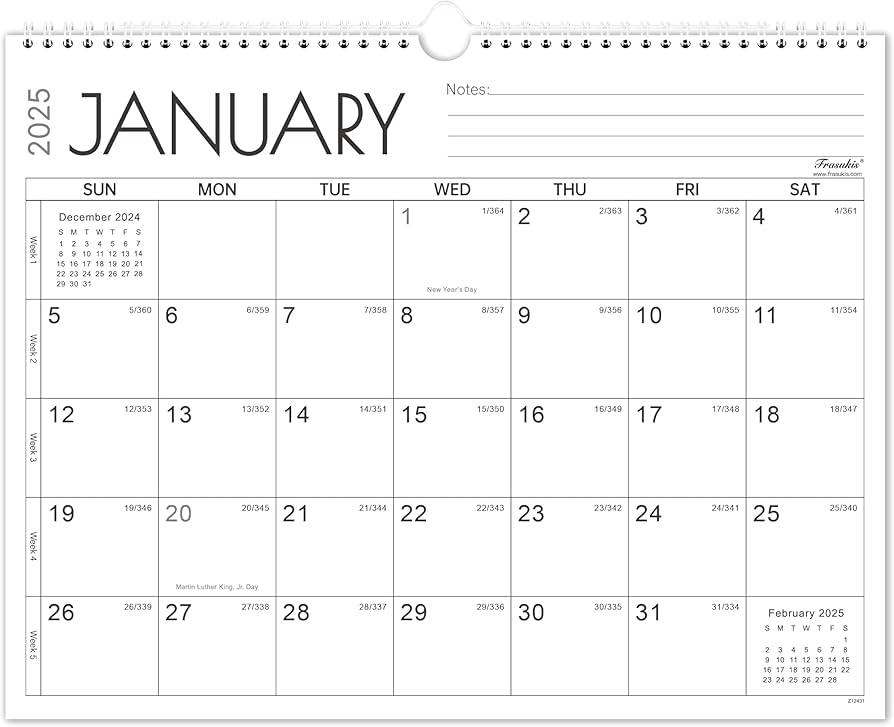 Amazon.com: 2025-2026 Calendar - 24 Months Wall Calendar 2025-2026, JANUARY 2025 - DECEMBER 2026, 14.8'' x 11.5'', Large Blocks with Julian Dates, Premium Paper White : Office Products