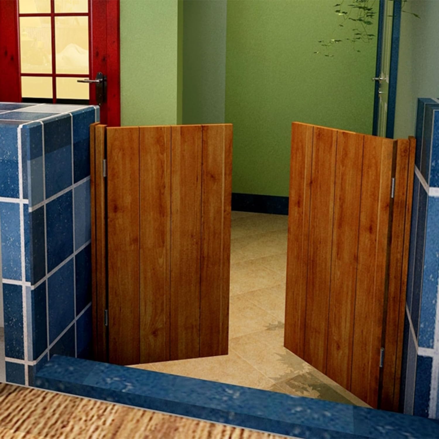 Porte de style rustique en bois naturel marron 110cm avec charnières premium
