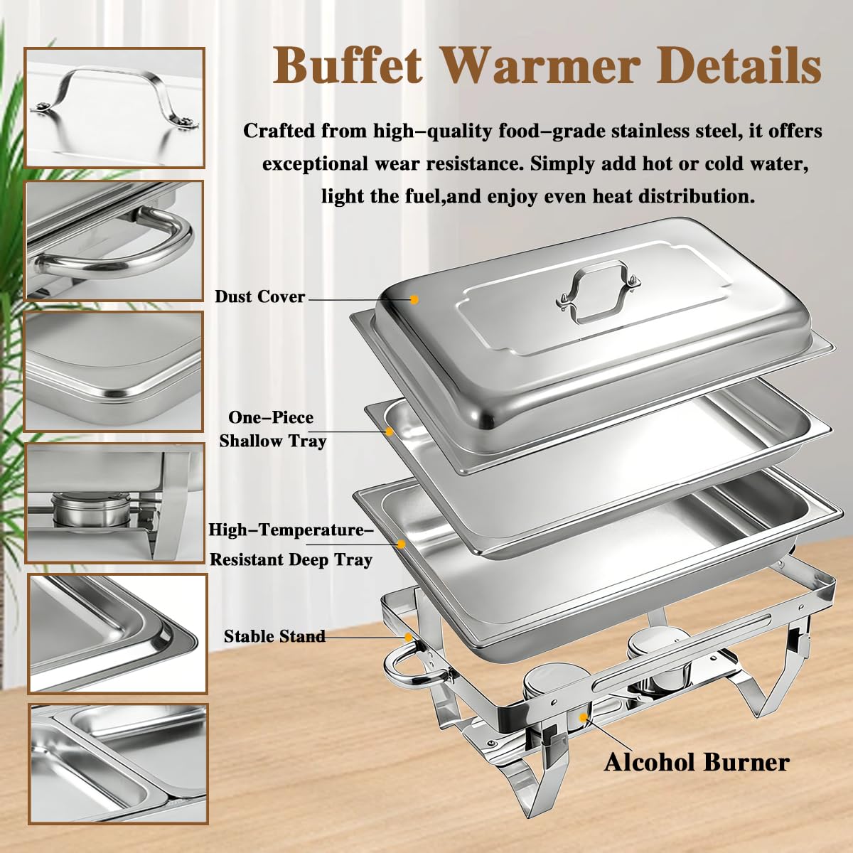 2pcs 9 Liter-Chafing Dish Buffet Set,Edelstahl BuffetwäRmer Set,Rechteckiger SpeisenwäRmer Mit Zange,Geeignet FüR Partys,Catering Services,Hochzeiten,Picknicks Und Andere Veranstaltungen.
