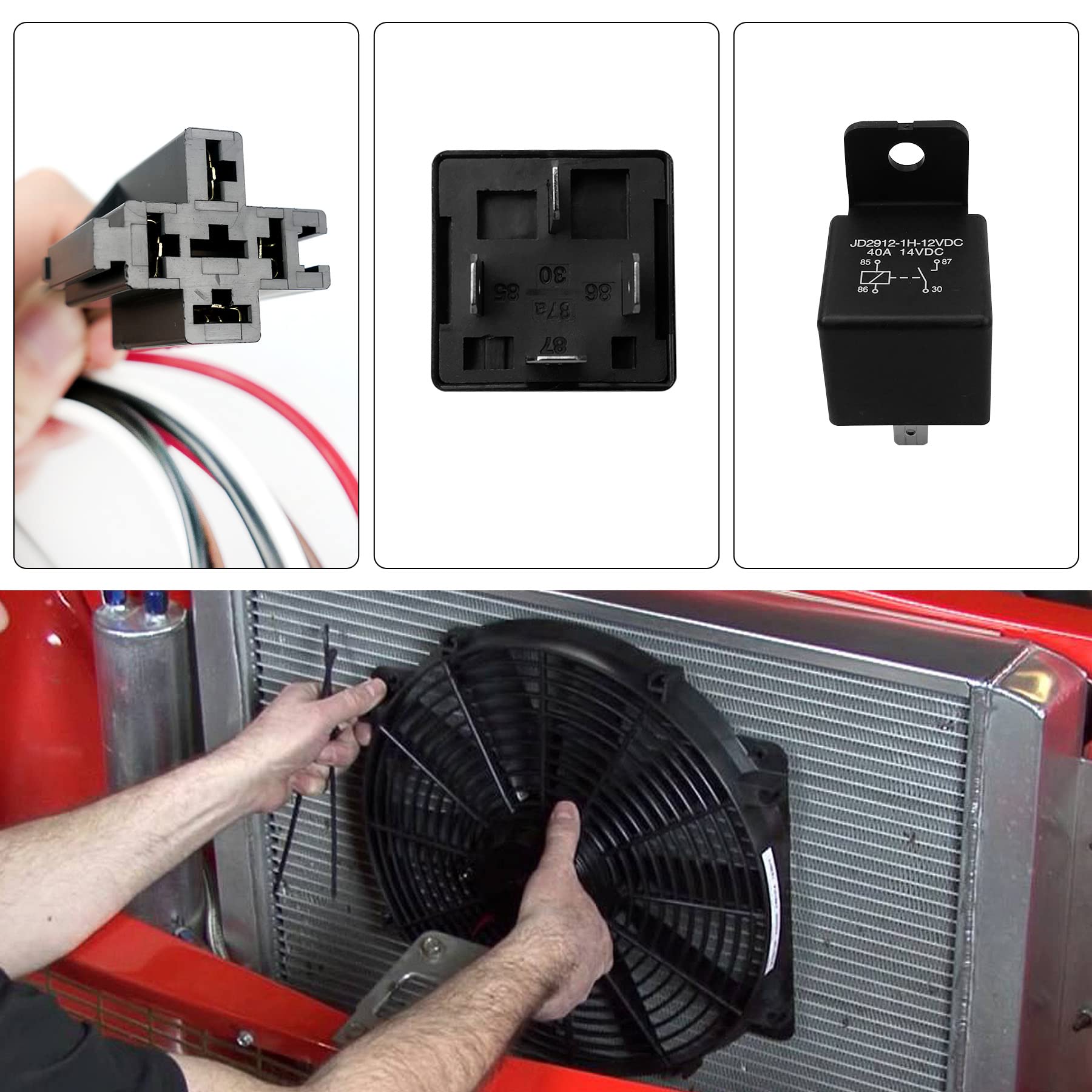 Termostato Ventola Di Raffreddamento,Radiatori Kit Relè Ventola Di Raffreddamento Termostato Interruttore Di Temperatura Accessorio Per Il Montaggio Dell'automobile