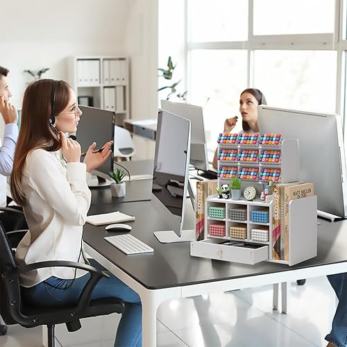 Miniatura 3 de Organizadores de escritorio, organización, 15 compartimentos de clasificación, organizador de bolígrafos para escritorio, con 2 soportes para