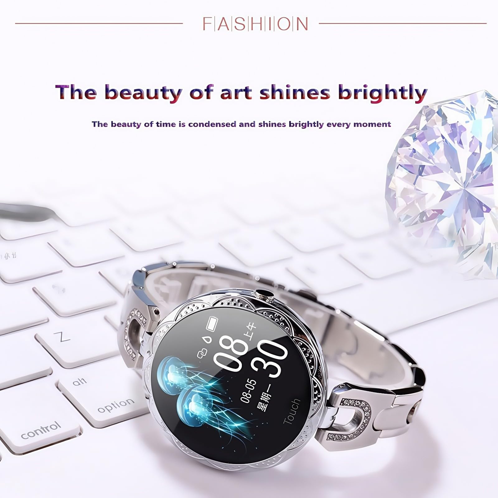 Pulsera Inteligente De Moda para Mujer, con Monitorización De Ritmo Cardíaco, Presión Arterial, Sueño Y Ciclo Fisiológico, Resistente Al Agua IP67. para Android iOS