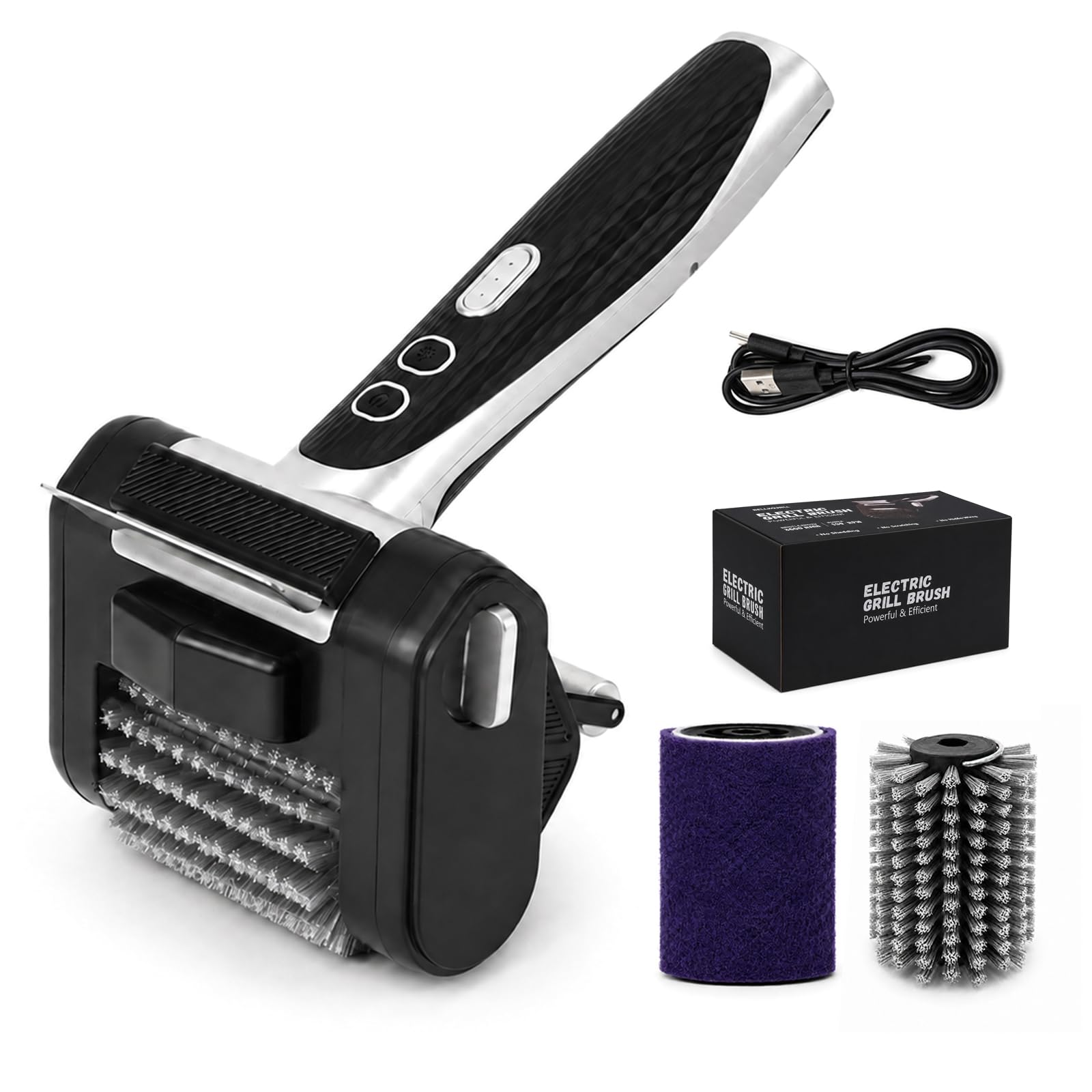 WHATOOK Elektrische Akku-Grillbürste, über 450 U/min, 4000mAh, USB-C